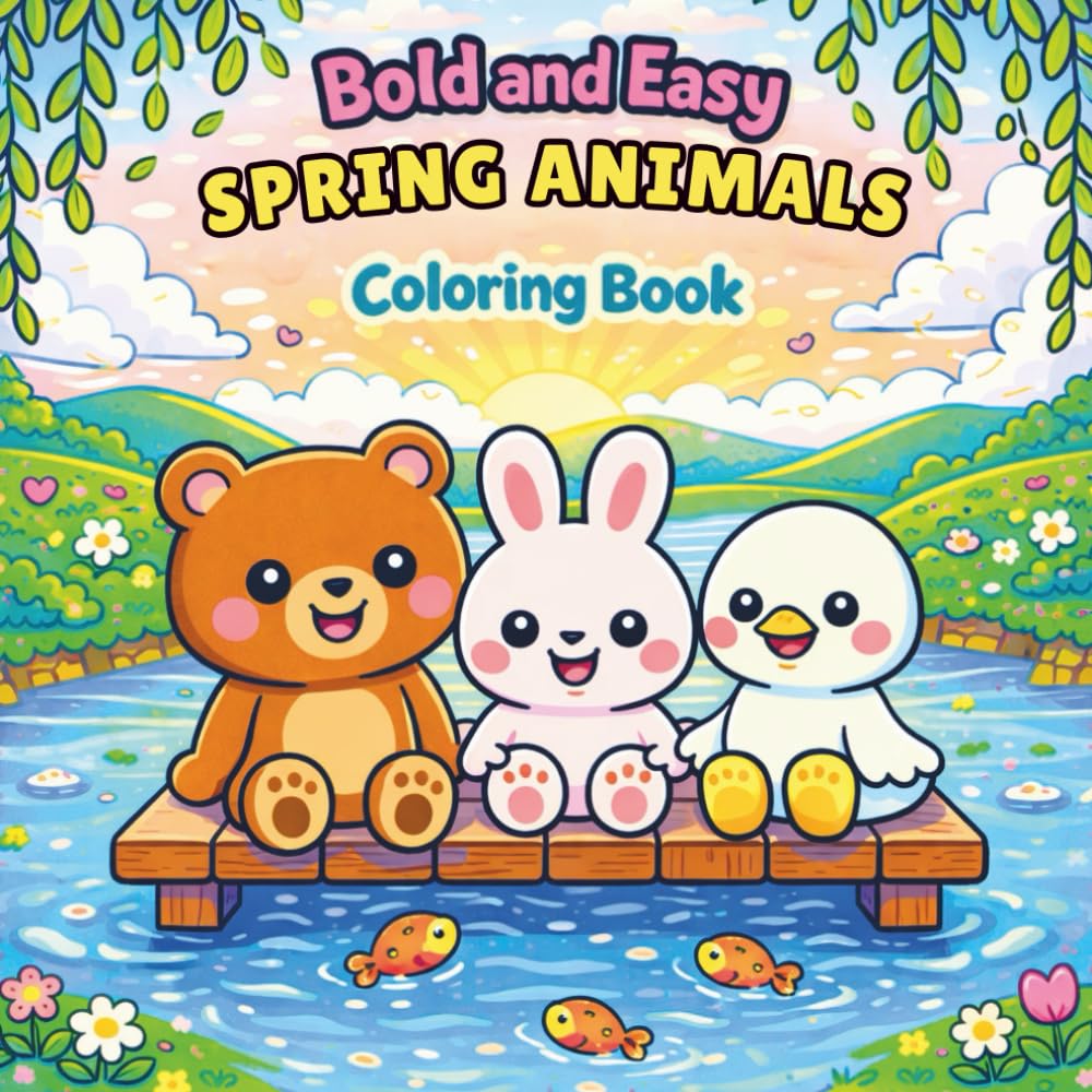 Spring Animals Coloring Book: Cute and Cheerful Scenes for Relaxation Featuring Bold & Easy Designs (Spring Coloring Books)