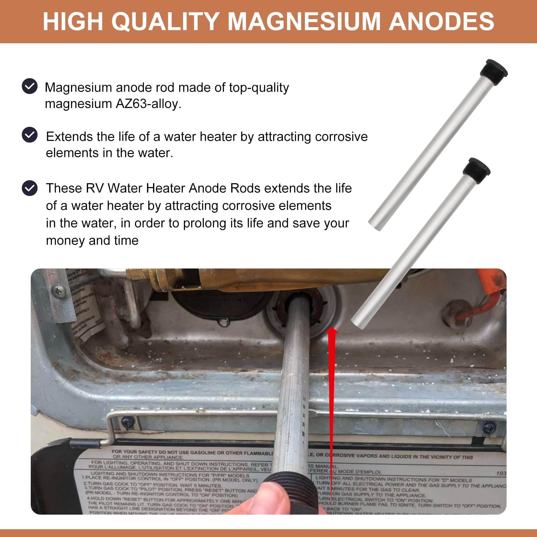 Snapklik.com : RV Water Heater Anode Rod, Magnesium Anode Rod Compatible