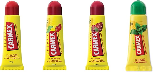 Carmex Original, Cherry, Strawberry & Mint Tube 4-Pieces Mixed Pack SPF15