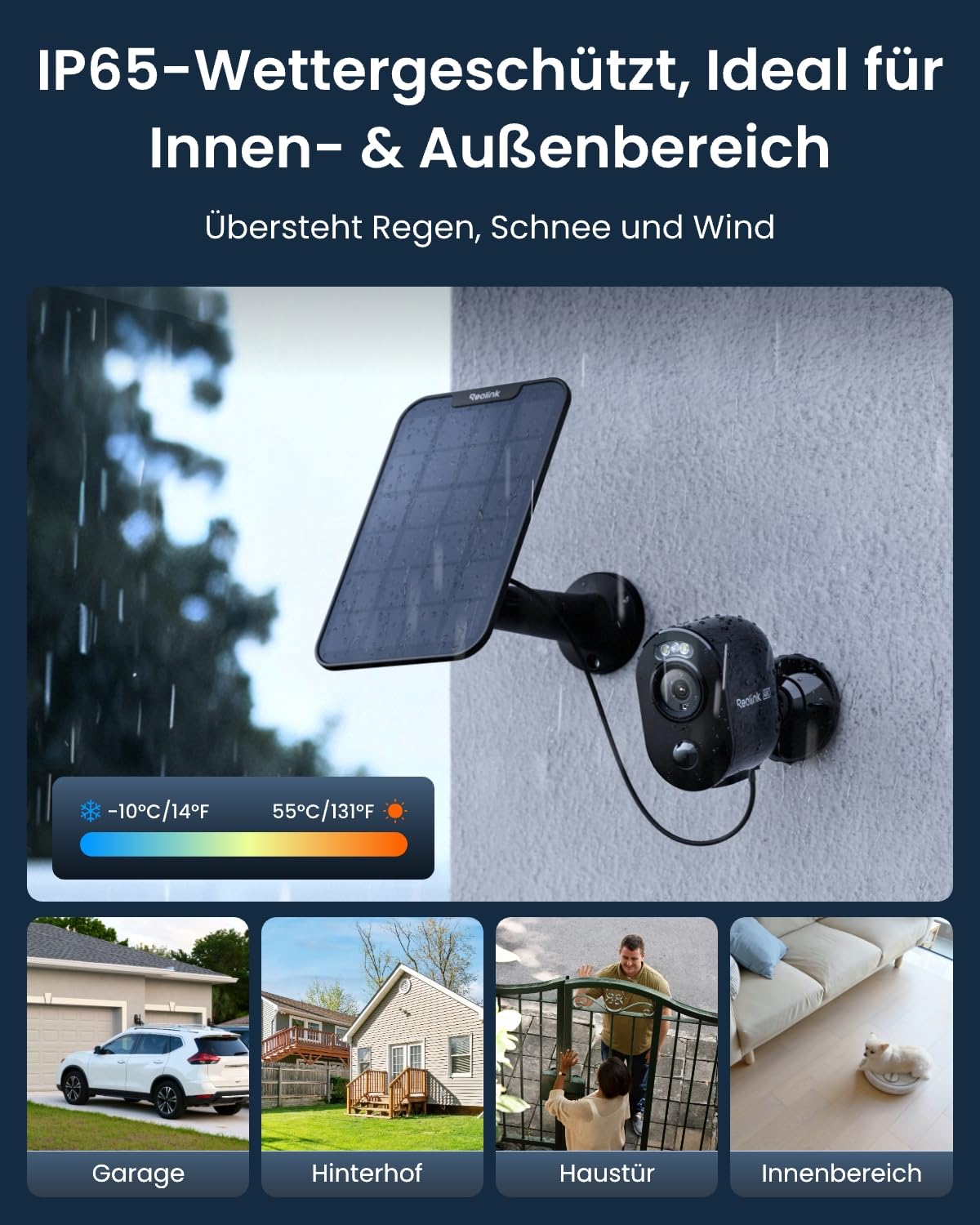 Reolink Überwachungskamera Aussen Akku Argus 3 Ultra(Schwarz) mit Solarpanel, 8MP Farbnachtsicht, Solar WLAN Kamera Outdoor mit 2,4/5GHz WiFi, KI-Erkennung, Alarm-Filter, Spotlights, 2-Wege-Audio