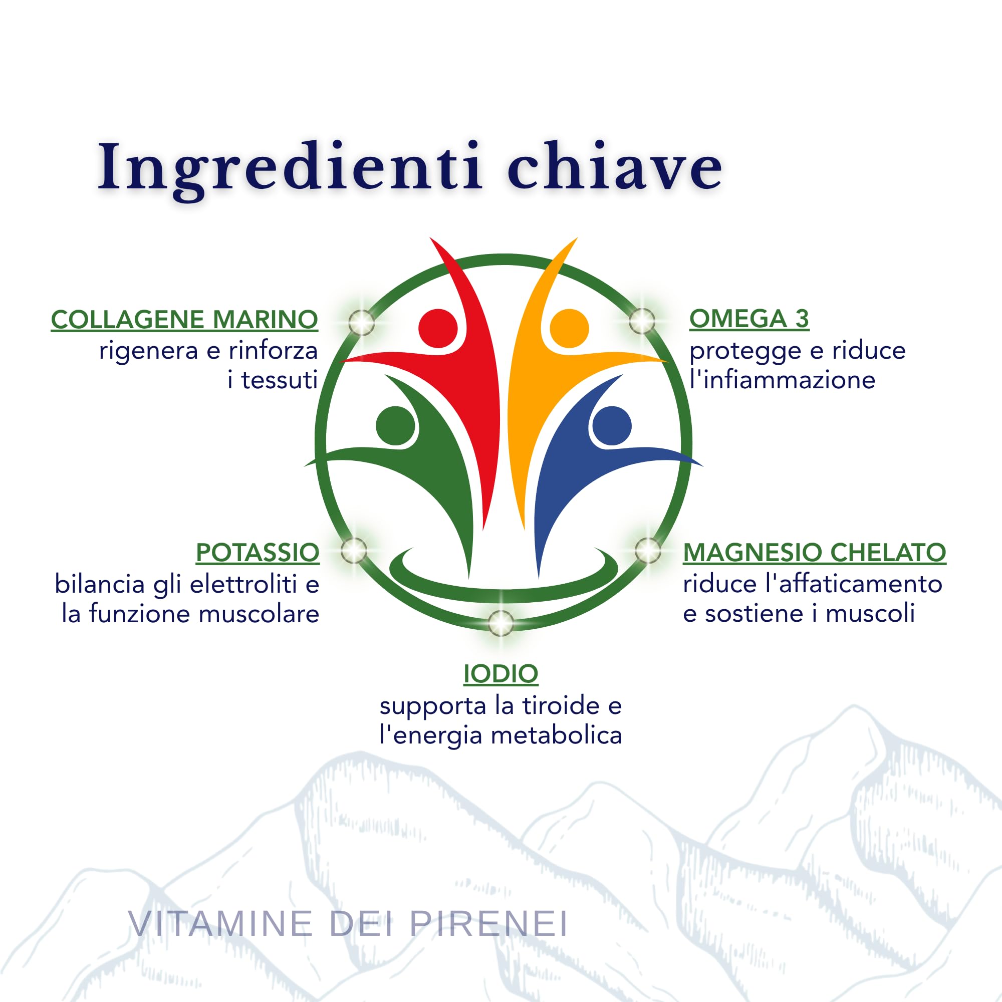 Collagene marino idrolizzato acido ialuronico + potassio + iodio. Set unico di vitamine. 100% naturale. 28 bustine giornaliere …
