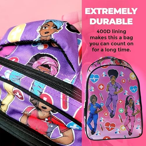Reflections By Zana Cuties Backpack For African American Nurses, And Healthcare Workers - Durable & High-Capacity Carry Laptops Up To 17 Inches - Pink #TOP2