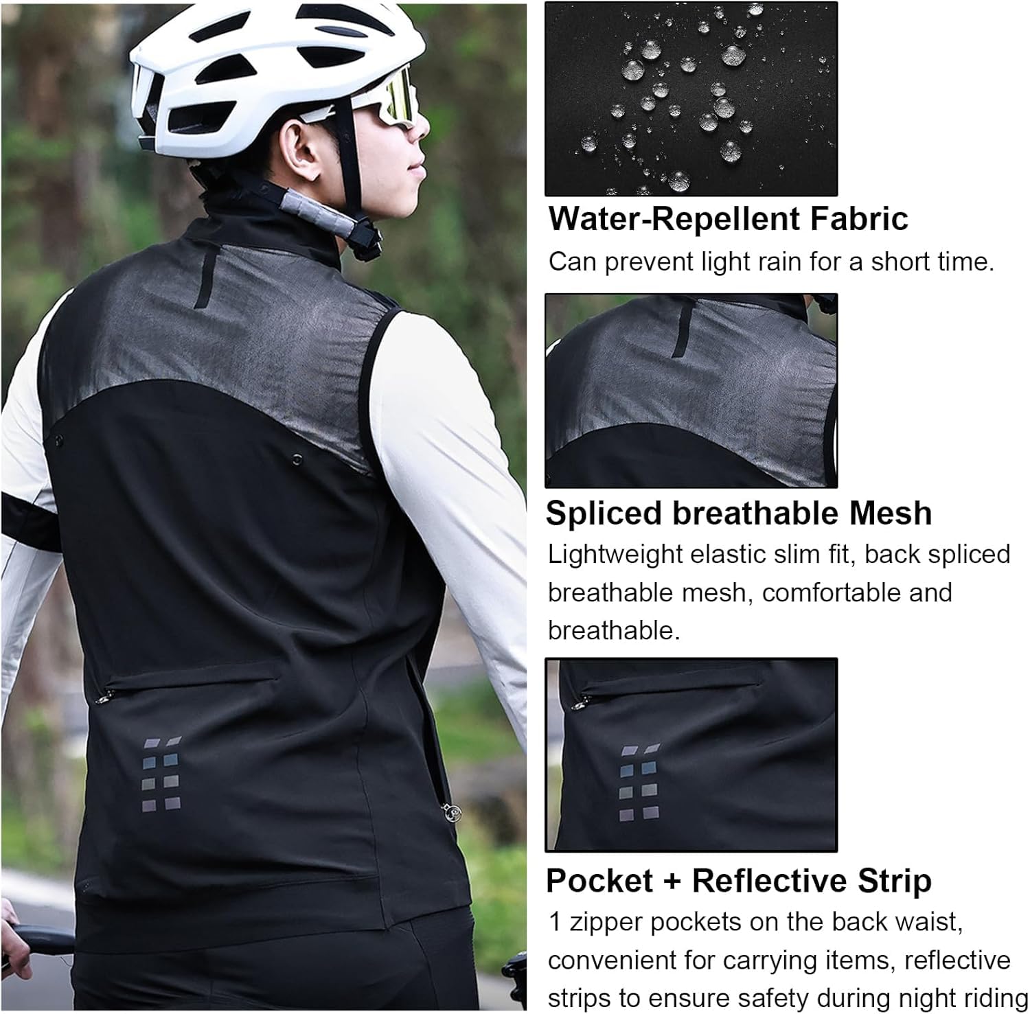 Chaleco De Ciclismo para Hombre, Impermeable Y Extraíble, para Ciclismo De Montaña O Carretera, Reflectante De Alta Visibilidad, Blue, Aldult~3XL