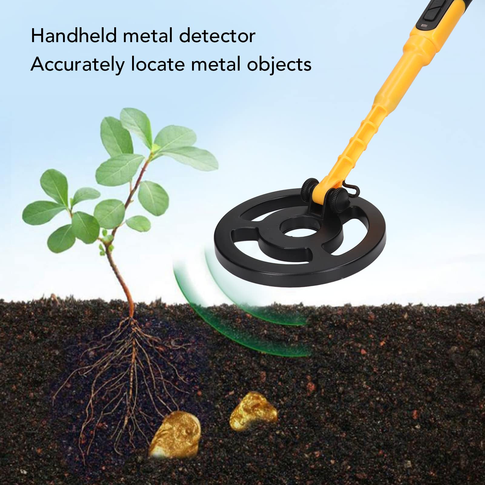 Detector de Metales, Detector de Oro a Prueba de Agua IP68 de Mano, Buscador de Metales Recargable de Alta Sensibilidad, Fácil de Operar para Adultos y Niños