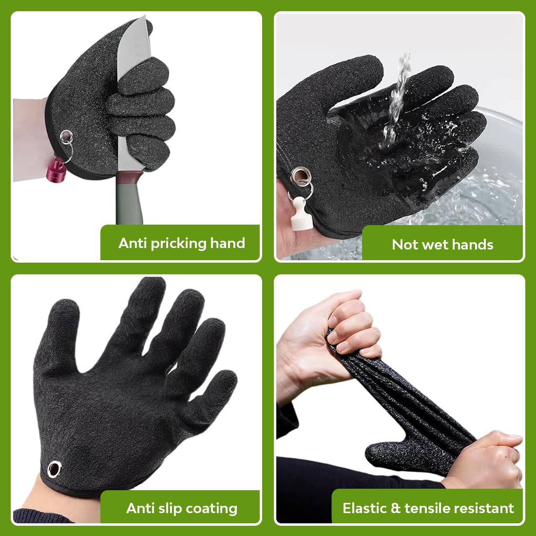 HUZNA 1 Par Guantes De Pesca Impermeables,con 2 Cierre Magnético,Resistentes A Cortes Y Pinchazos,Actividades Al Aire Libre Manipulación,para Manipular con Seguridad Lucio,Siluro,Lucioperca — view 5