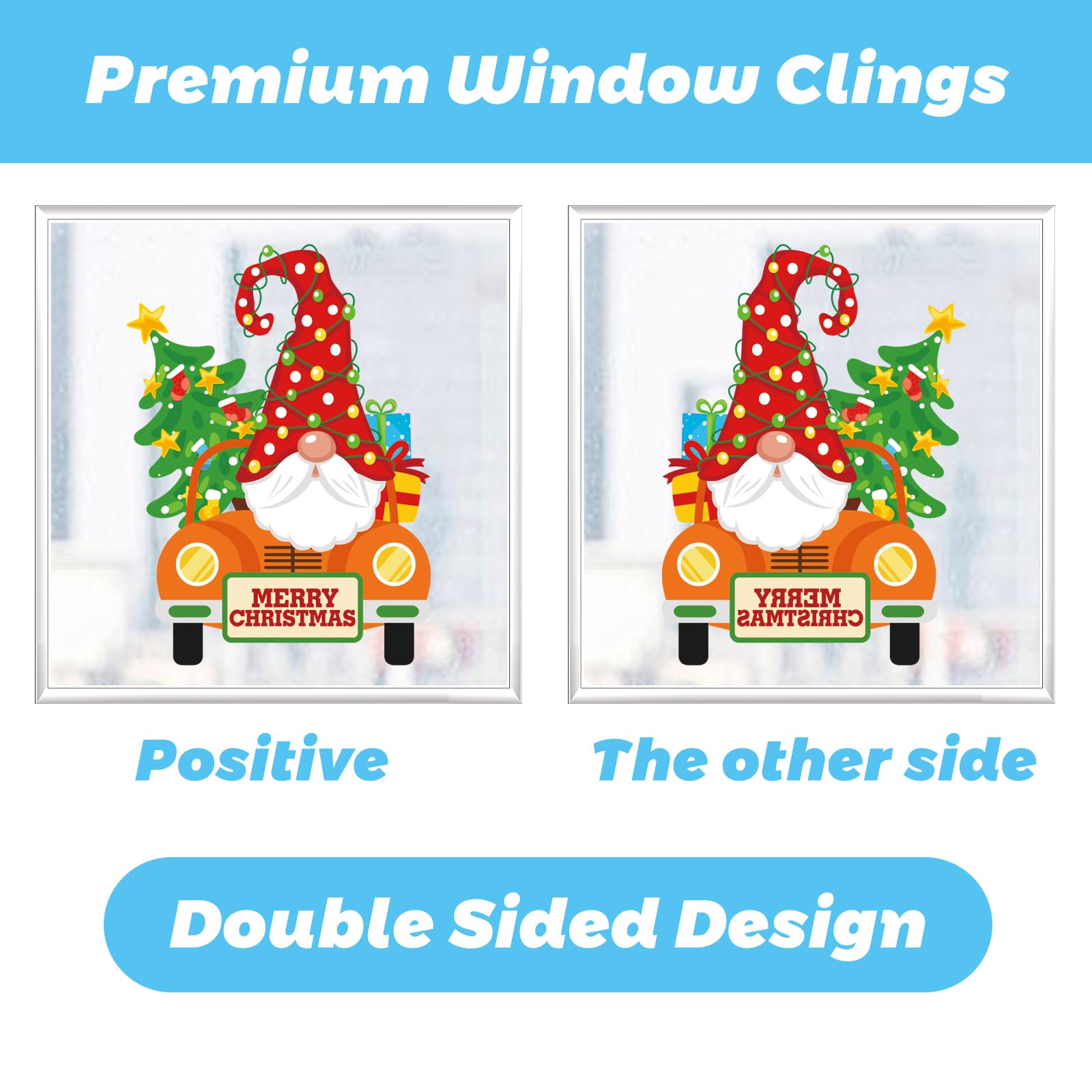 Niviy Christmas Window Clings Decorations 136 Pcs Window Stickers with Gnome, Snowman, Reindeer, Santa Claus for Winter Christmas Decorations Ornaments Xmas Party