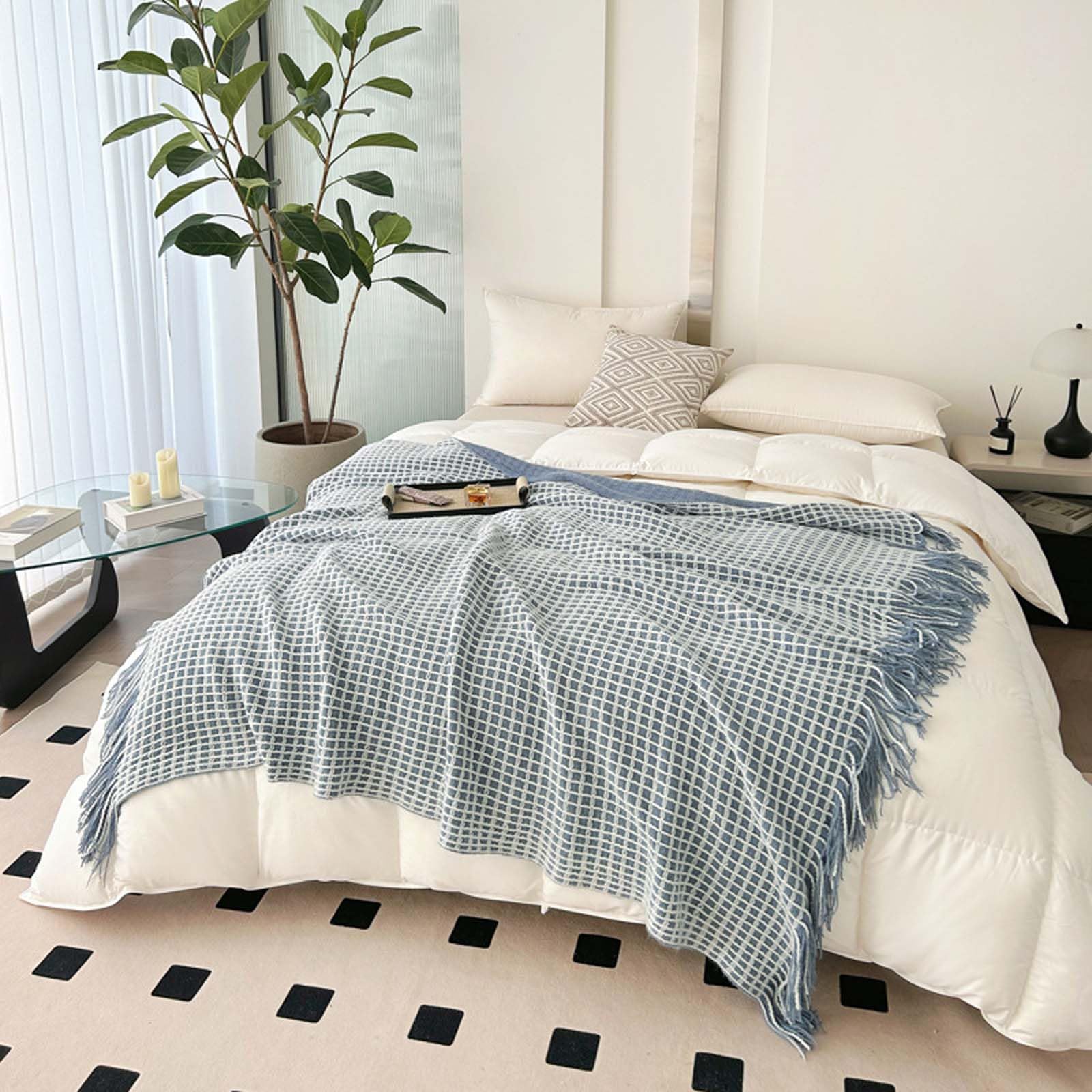 Couverture tricotée gaufrée légère pour canapé fini les plaids trop lourds
