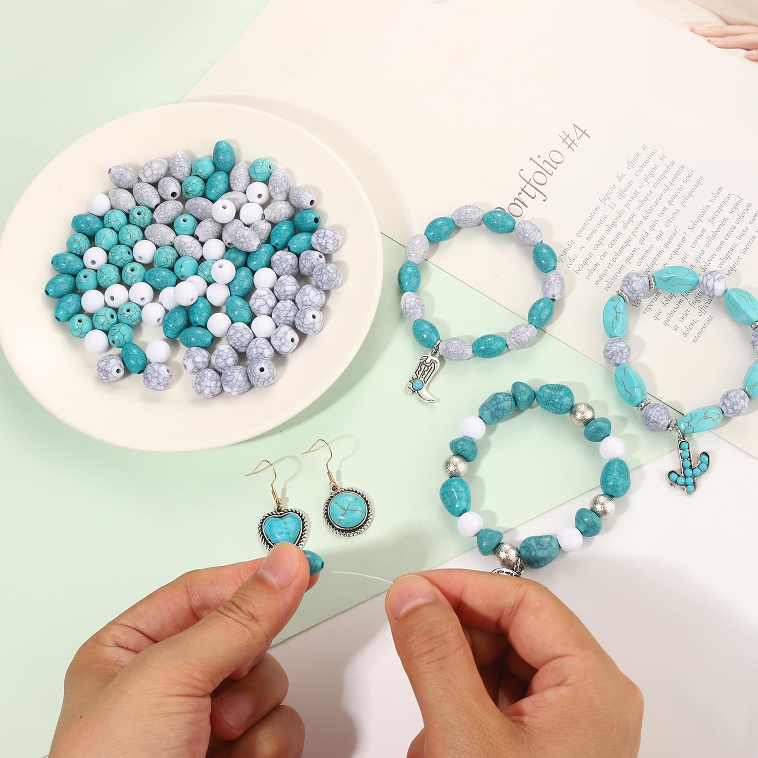 2300PCS+ Western Beads Charms for Bracelet Making Turquoise Clay Heishi Beads Letter Spacer Bead Cactus Star Cowboy Boot Charms for Western Jewelry Making Cowgirl Accessories - Image 5