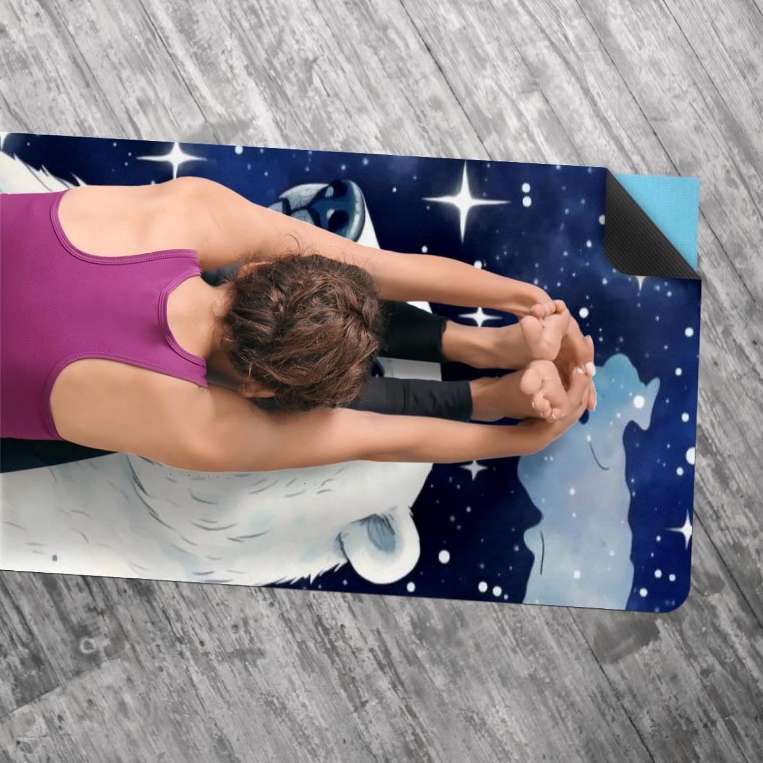 Yoga Towel, Galaxy Bear Pattern Non Slip Sweat Absorbent Hot Yoga Mat Towel for Hot Yoga, Pilates and Fitness - 72.8" x 26.8"