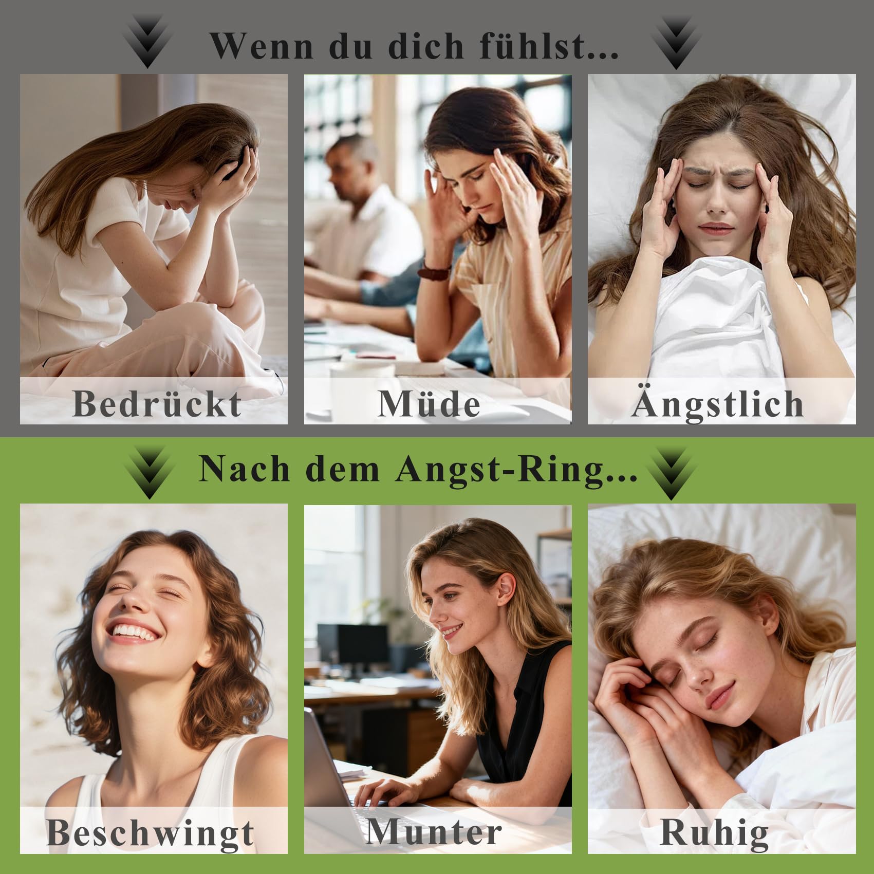 Silber Anxiety Ring mit drehbarem Design für Angst Damen Frauen Mädchen, Verstellbare Offener Anti-Stress Ringe, Spinner Fidget Ring gegen Angst, Stimmungsring Modeschmuck Geschenk