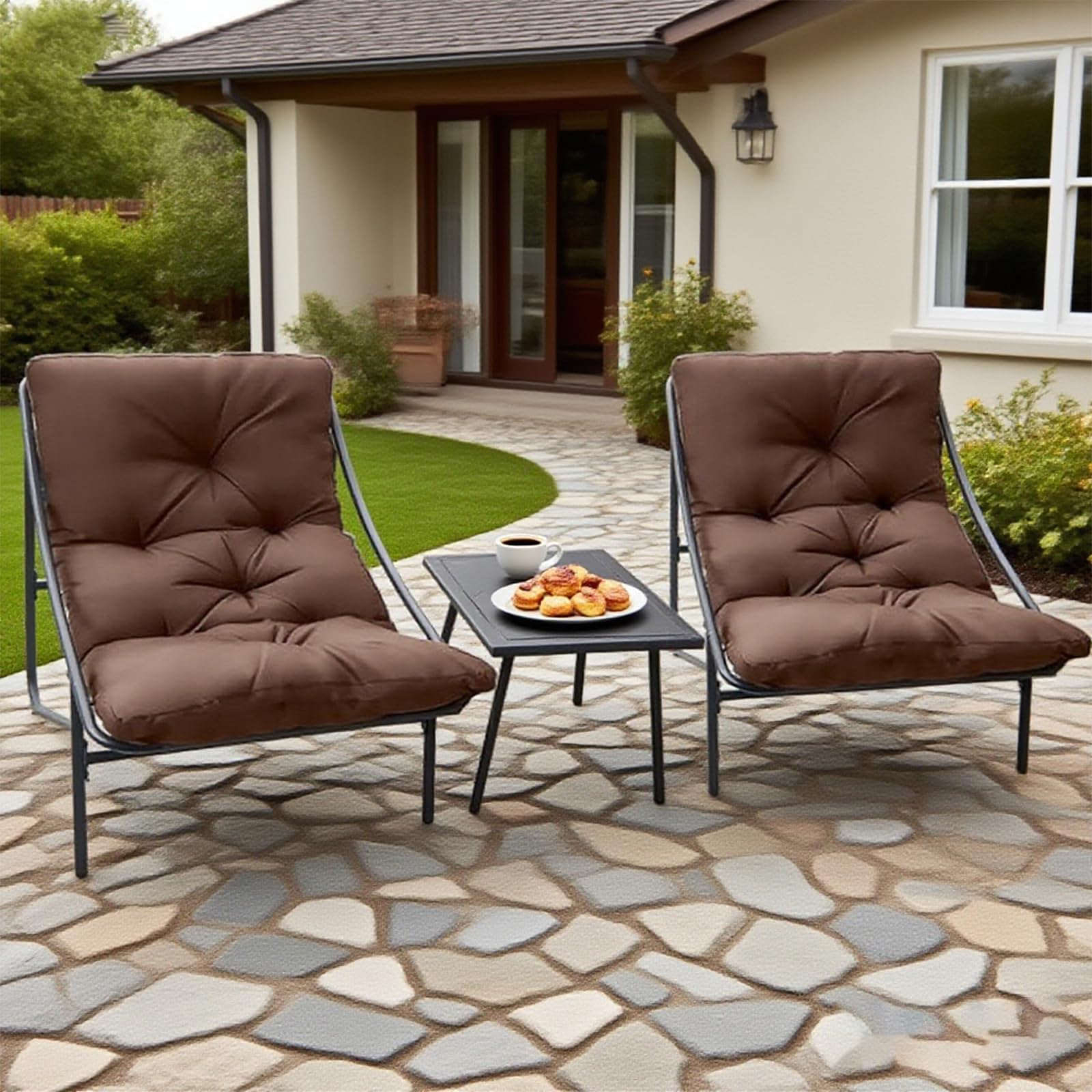 Con Cuscini Rimovibili Set Tavolo E Sedie Da Balcone, Set Di Mobili Da Giardino In Per 2 Persone, Mobili Giardino Per Esternoadatto Per Portici, Terrazze E Balconi Set Da Balcone. (Marrone)