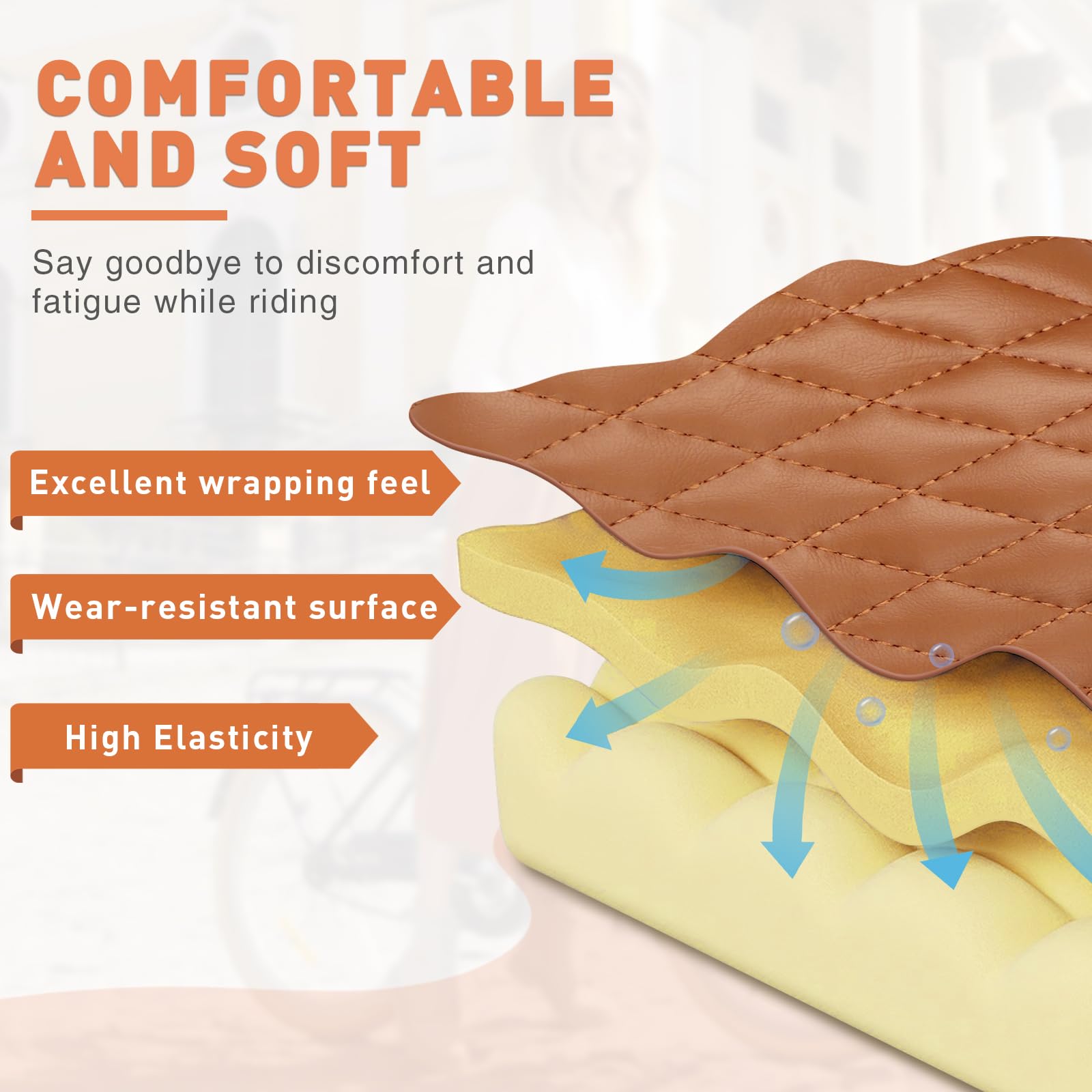 Sella per bicicletta unisex, comoda sella trapuntata imbottita in memory foam, sedile ergonomico confortevole per bici da città retrò, traspirante, impermeabile, vestibilità universale