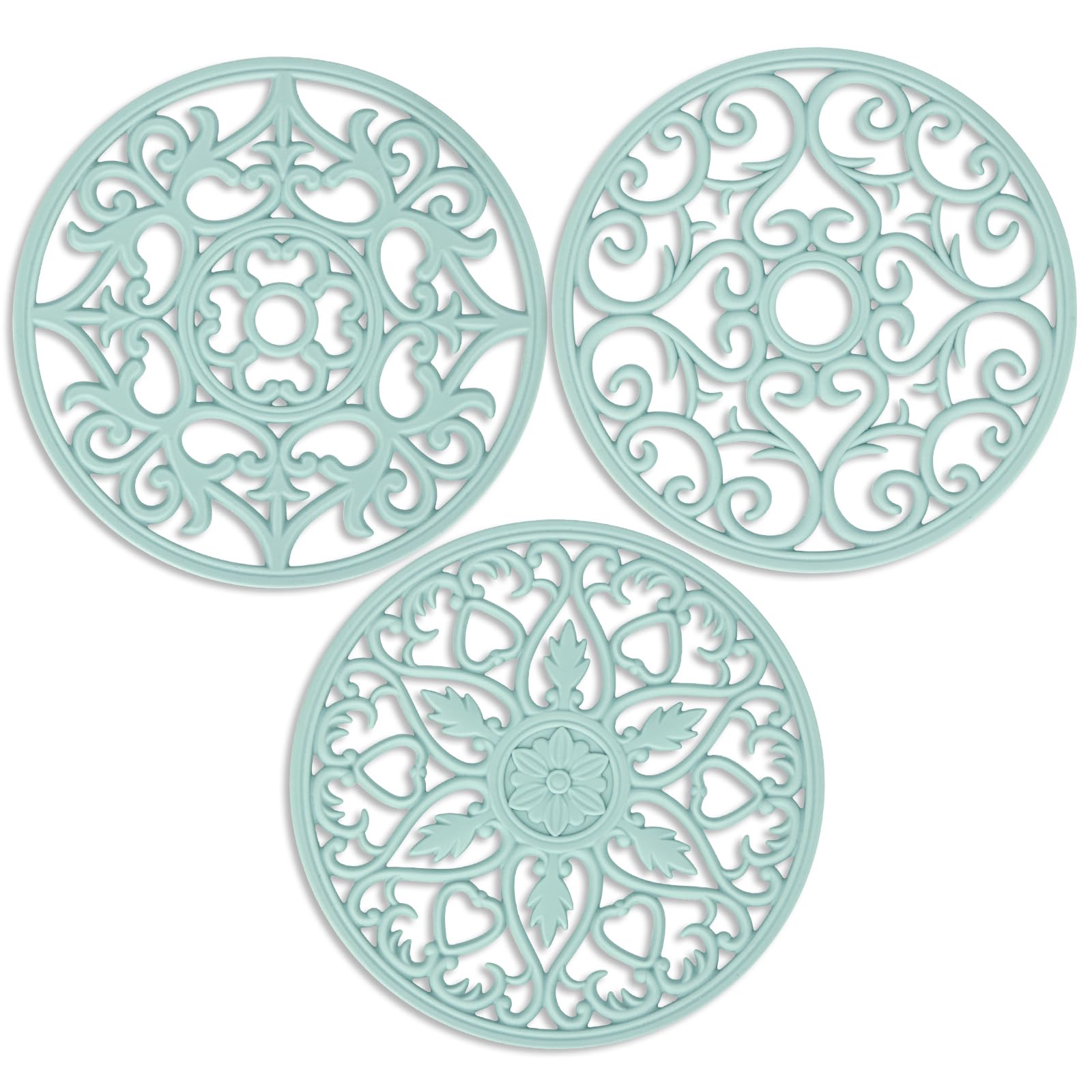 Baokai Hollow Non-Slip Silicone Trivet Mat for Hot Dishes