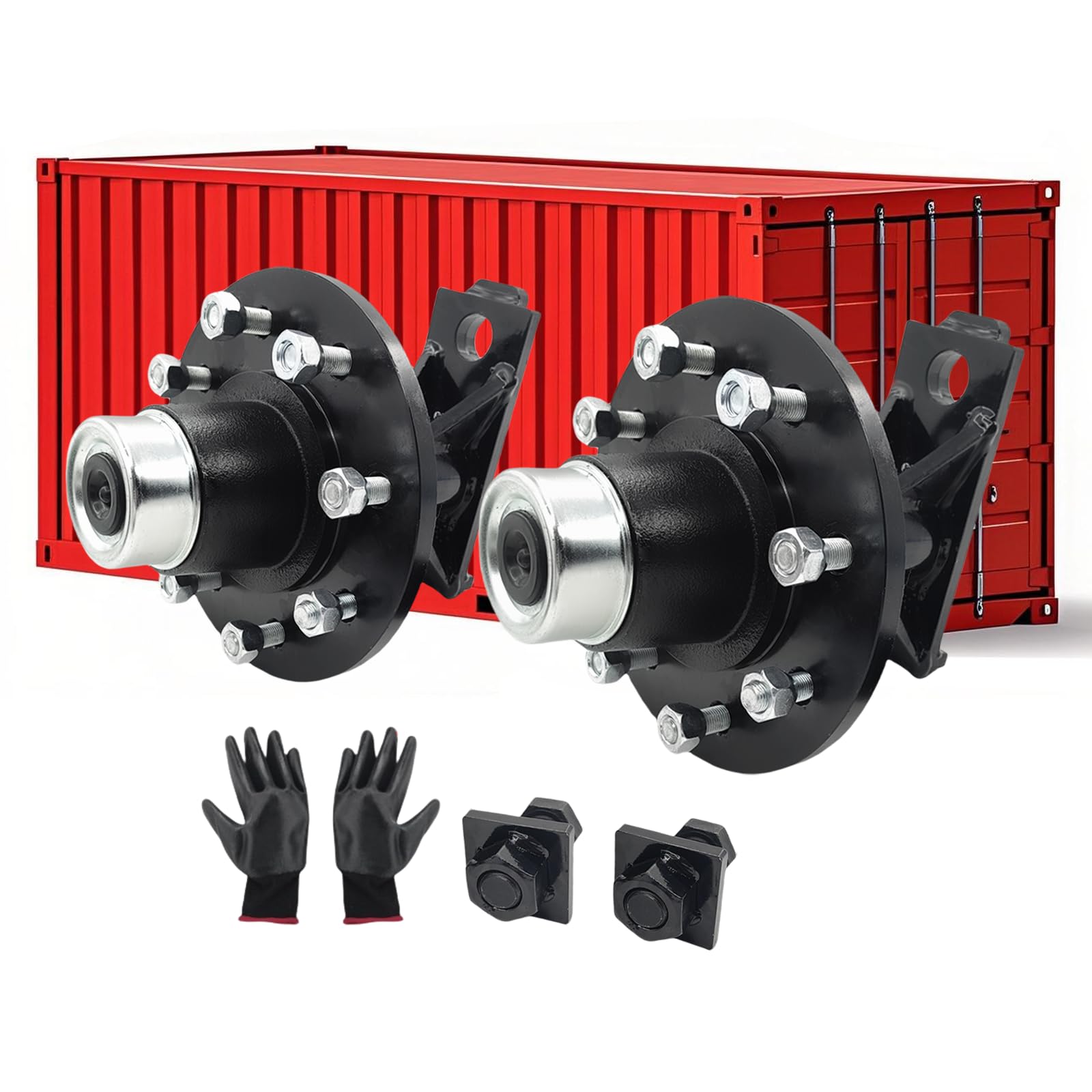 2 Pack Shipping Container Wheels 8-Lug Wheels Kit, Heavy-Duty Shipping Container Axles, Moves up to 40ft Shipping Container, Extra Thick Plate 8 Lugx6.5