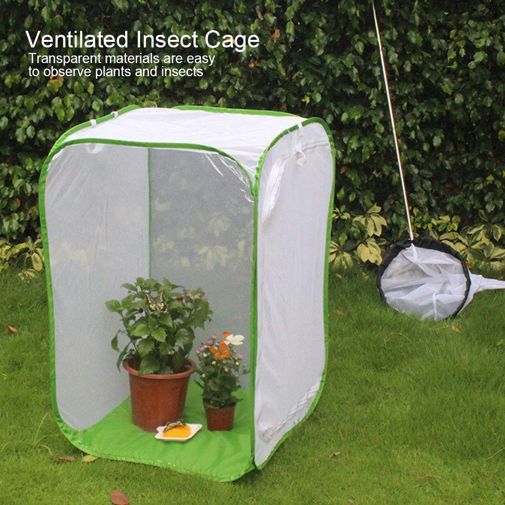 60 x 60 x 90 cm belüfteter Insektenkäfig, Faltbarer Insektenkäfig, zusammenklappbar Hilfreiche belüftete Gartenpflanzenhausinsekten