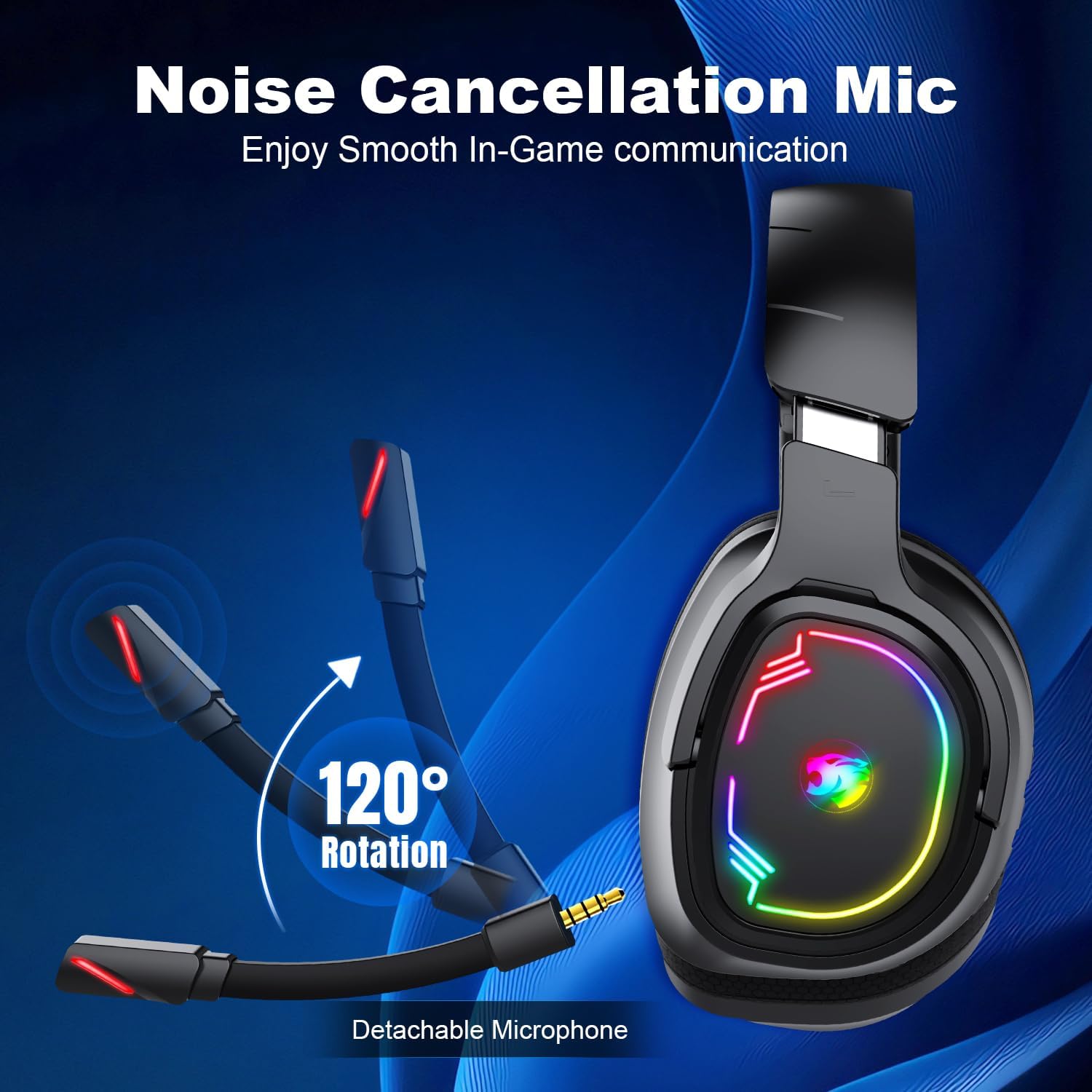 W82 2.4Ghz Wireless Gaming Headset for Nintendo Switch丨OLED丨Lite, Bluetooth 5.4 Gaming Headphones with Noise Cancelling Microphone, 40Hr Battery, USB & Type-C Connector for PS5, PS4, PC, Laptop - Image 6