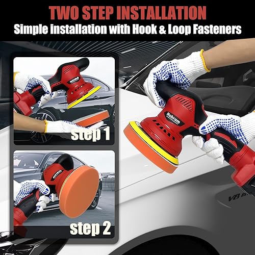 Miniatura 5 de Pulidora inalámbrica de coche para batería Milwaukee m18, kit de máquina pulidora con 6 velocidades variables de hasta 6800 RPM, pulidora