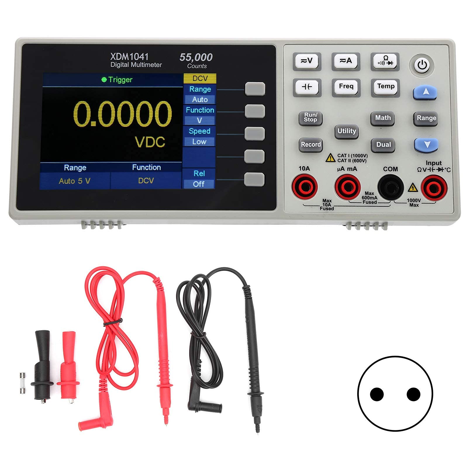 Multímetro digital True RMS con pantalla LCD de 3,7 pulgadas probador de temperatura mini de escritorio XDM1041 (EU Plug 100‑240V)