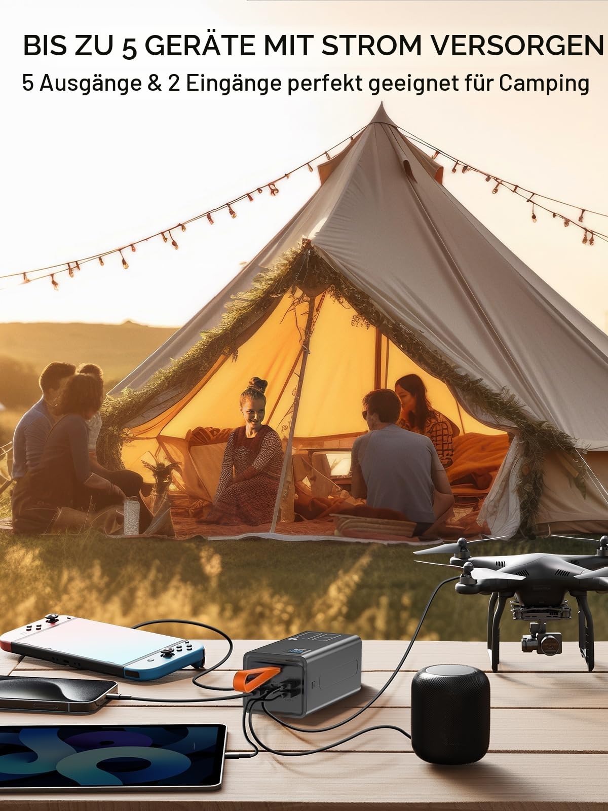Power Bank 80000mAh, große powerbank, Externer Handyakku PD 30W& QC 3.0 Schnell Aufladende Powerbank, USB C 5 Ausgängen & 2 Eingängen mit LED Display Tragbares Ladegerät für iPhone,Camping, Outdoor