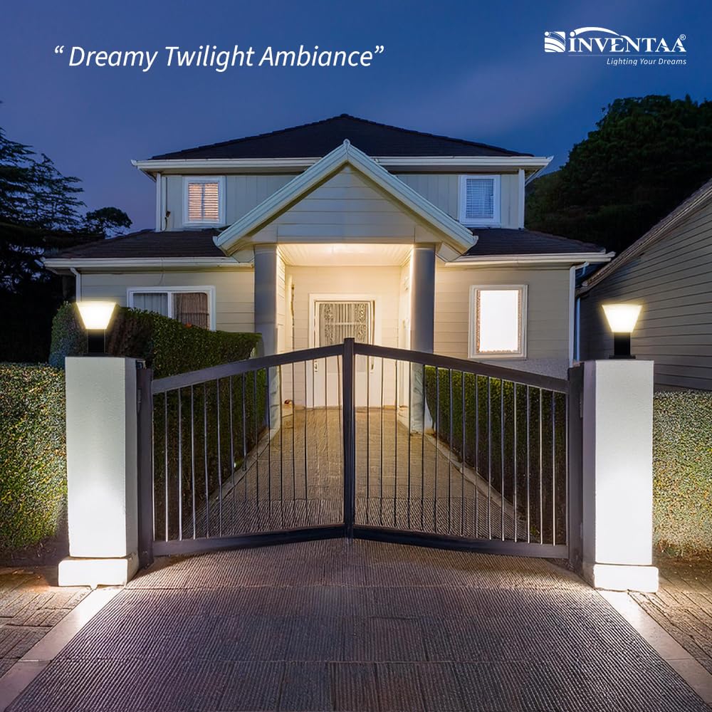 INVENTAA Aluminium Villa 12W LED Gate Light - Waterproof Outdoor Lamp for Home Gate, Compound Wall, Main Gate, Pillar - Bollard Light, Cool White, 1-Year Warranty 1