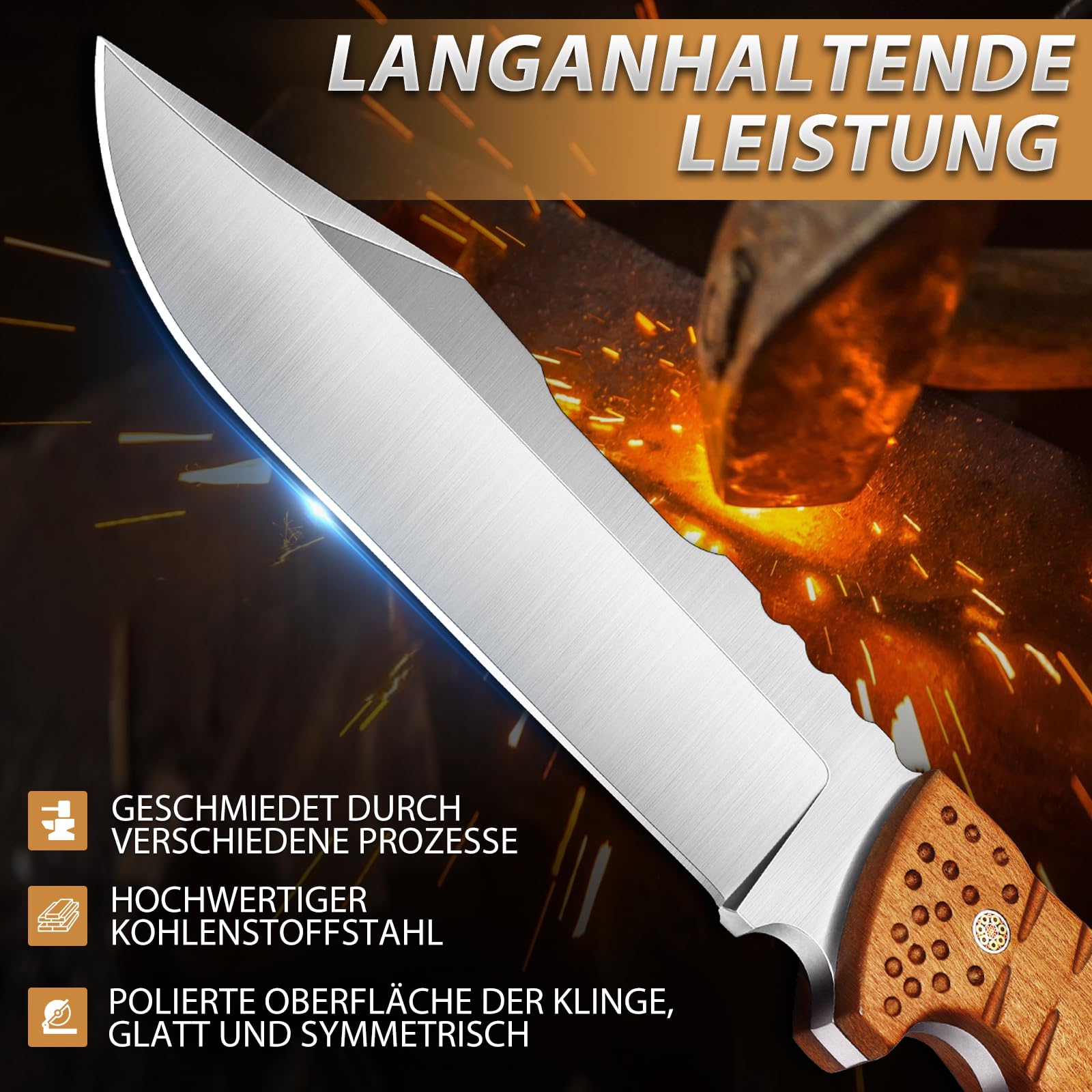 Purple Dragon Couteau de Survie Extérieur - Couteau à Soie Pleine avec Gaine- Couteau à Dos Renforcé – Idéal Cadeau pour Homme