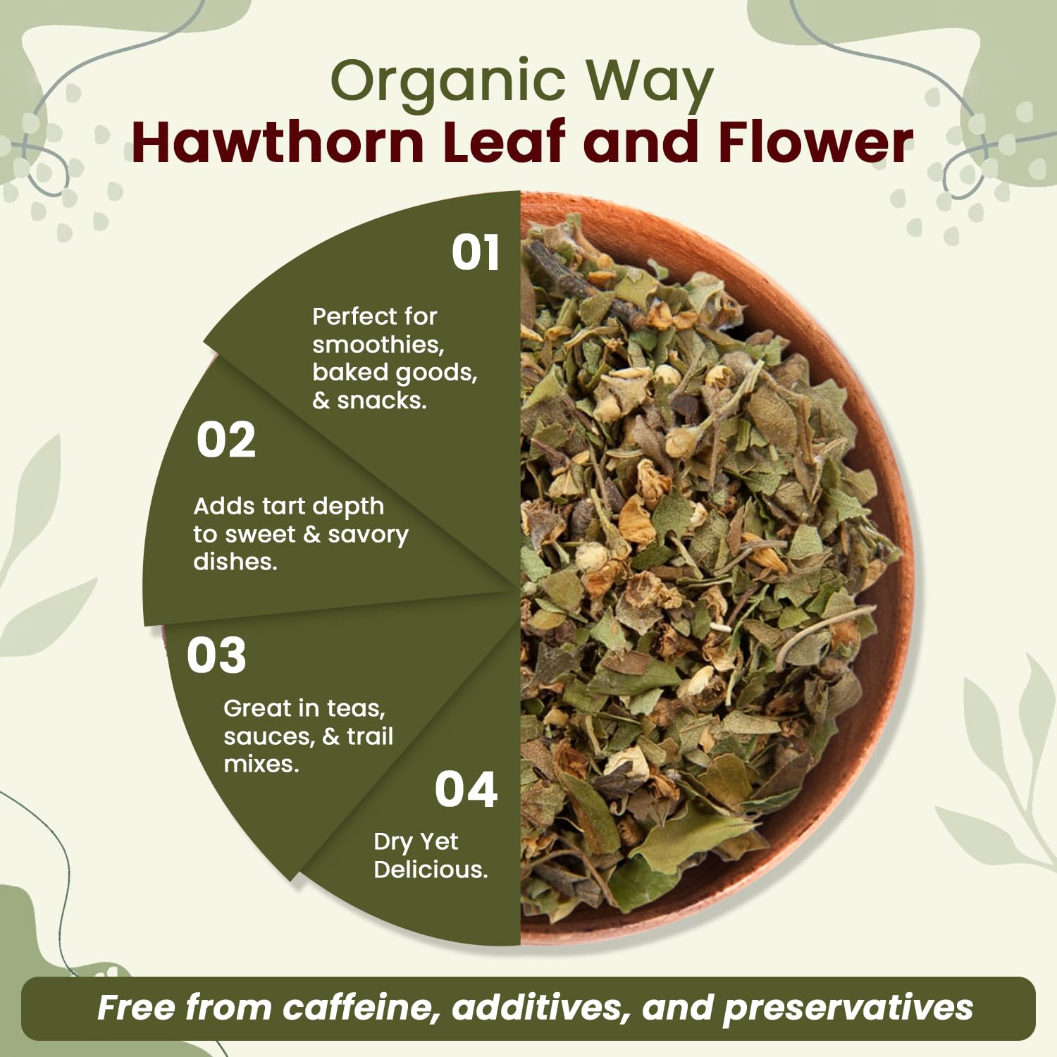 Organic Way Hawthorn Leaf and Flower Cut & Sifted - Herbal Tea - (16 Oz) — Amazon image 6
