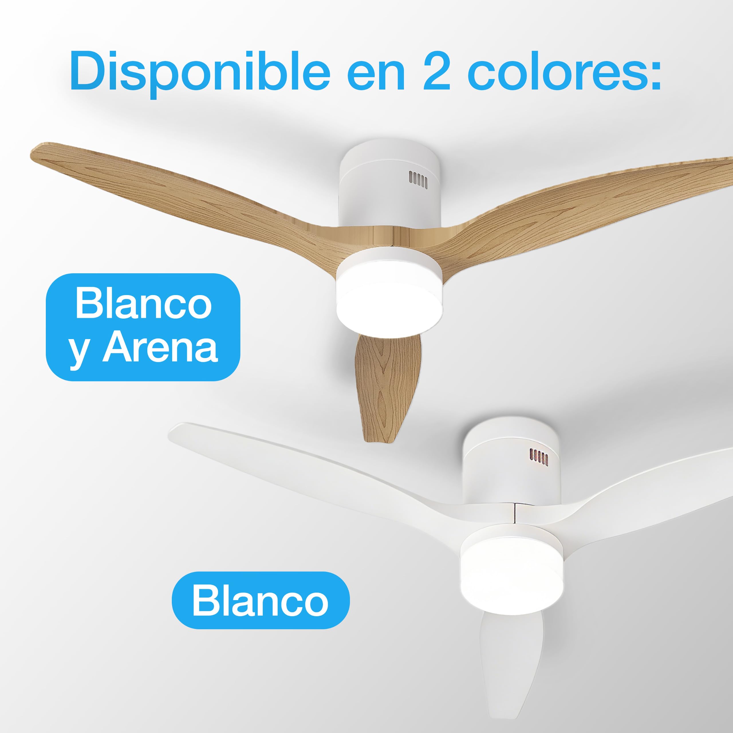 BRISANOVA OPEN Ventilador de Techo con Aspas y Luz LED. Mando a Distancia, 6 velocidades, 3 modos de iluminación. Silencioso, bajo consumo, instalación sencilla. Para Dormitorio y Salón.