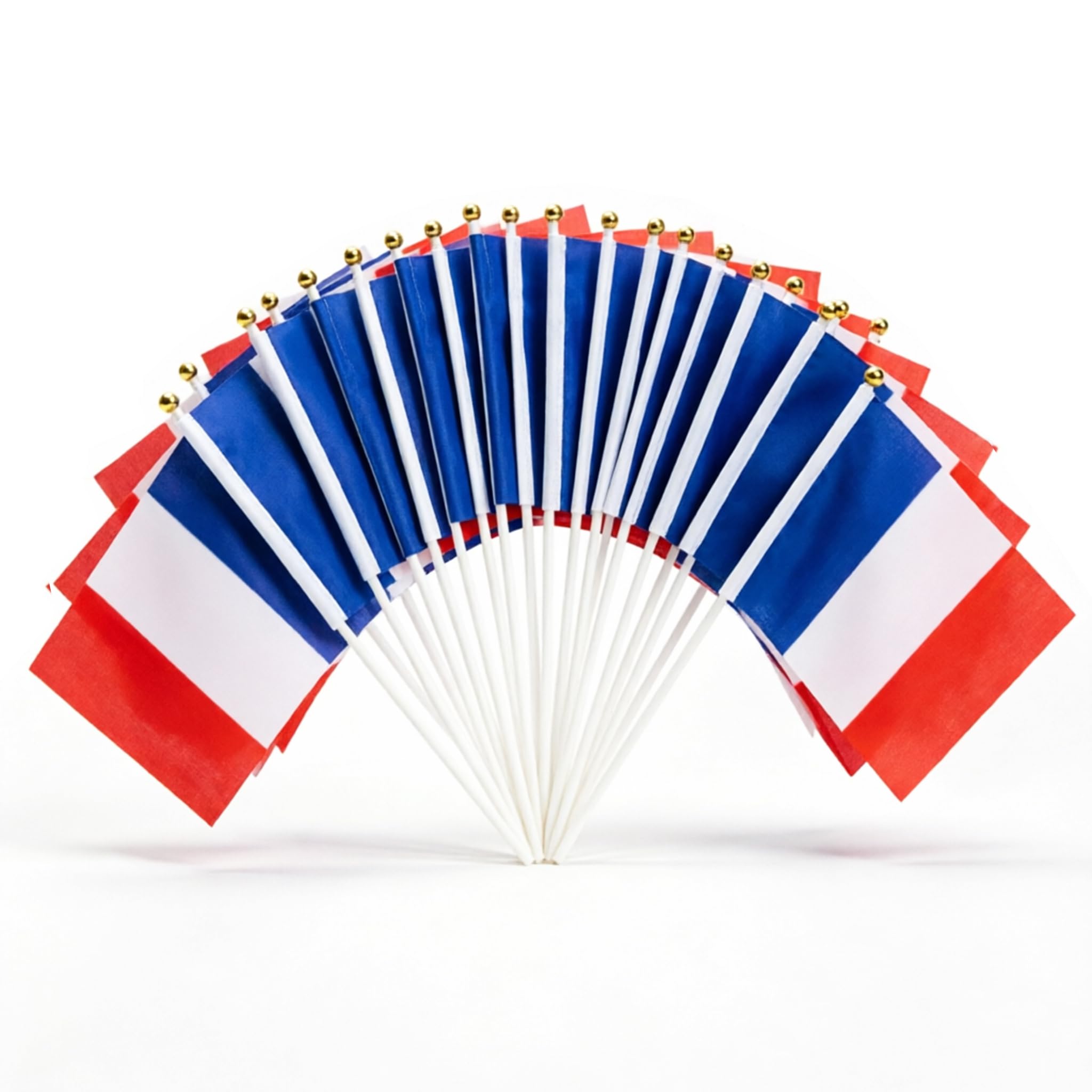 French Flags on Sticks 20 Pcs - Hand Held France Flags 21x14cm