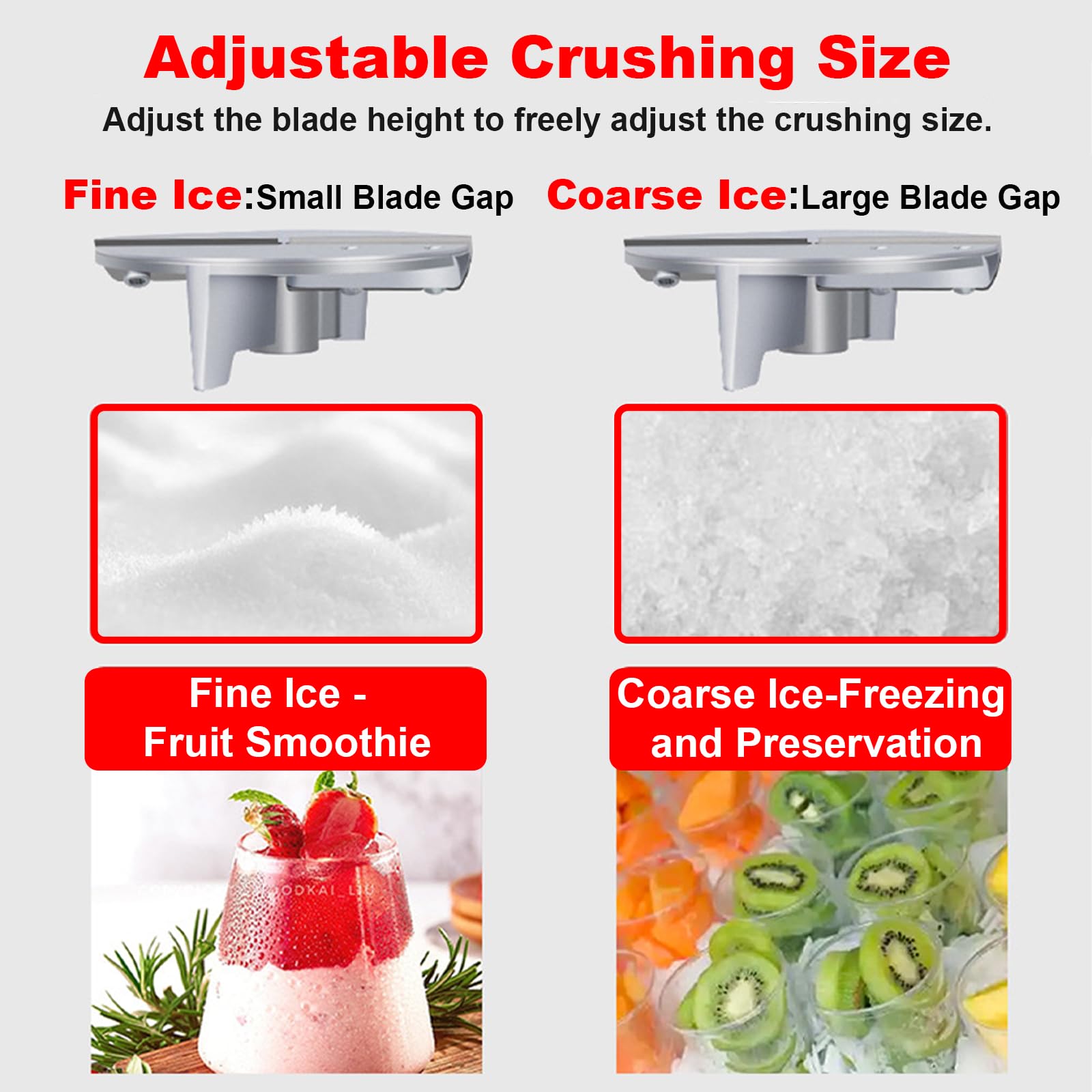 Máquina para hacer hielo raspado, eléctrica, con doble cuchilla, 300 W, 2200 RPM, trituradora de hielo de acero inoxidable, máquina para hacer conos de nieve para uso doméstico o comercial (rojo)