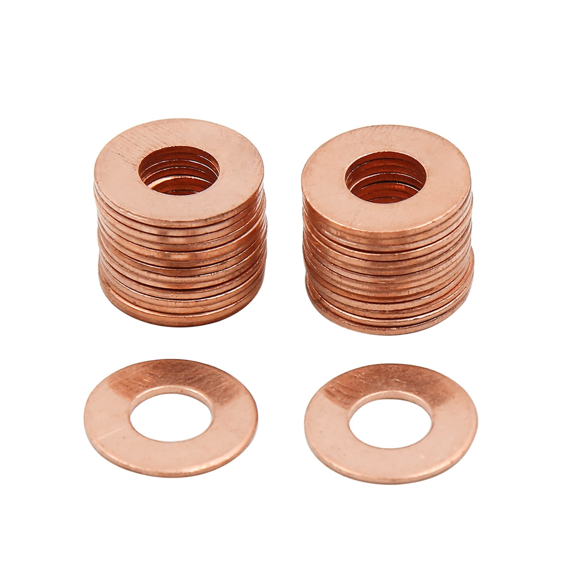 X AUTOHAUX 30pcs M8 x 18mm x 1mm Copper Flat Washer Sealing Ring for Screw Bolt