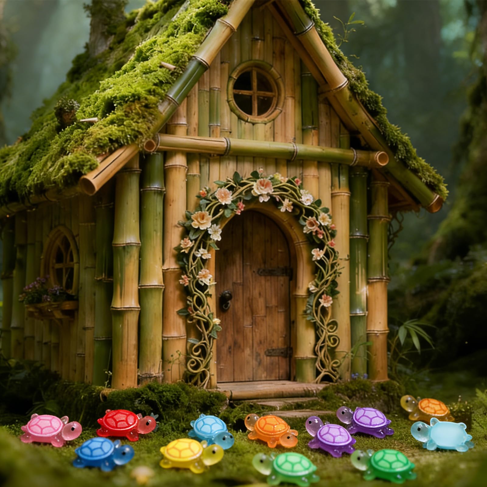 200 Stück Mini Schildkröten, Leuchtende Resin Figuren, Bunte Mini Turtles für Deko, DIY Micro Landschaft, Garten, Party, Puppenhaus, 11 * 7mm, Transparente Box