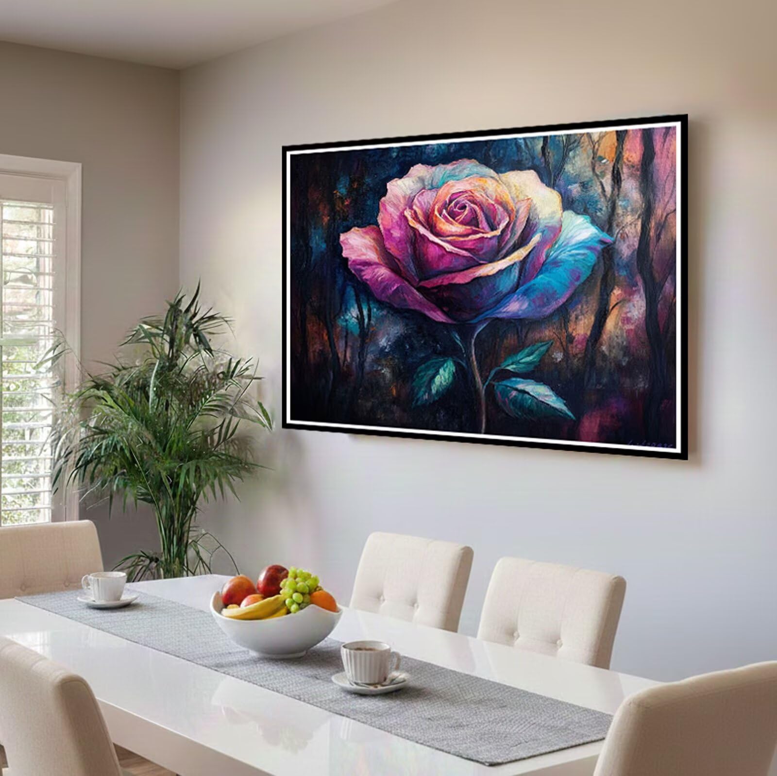 Abstrakt Malen Nach Zahlen Erwachsene, Malen Nach Zahlen Set mit Pinseln und Acrylfarbe, Einfaches DIY Ölgemälde Paint by Numbers Adult Anfänger für Wanddekoration Geschenk, Rosen 60x90 cm Y3-429