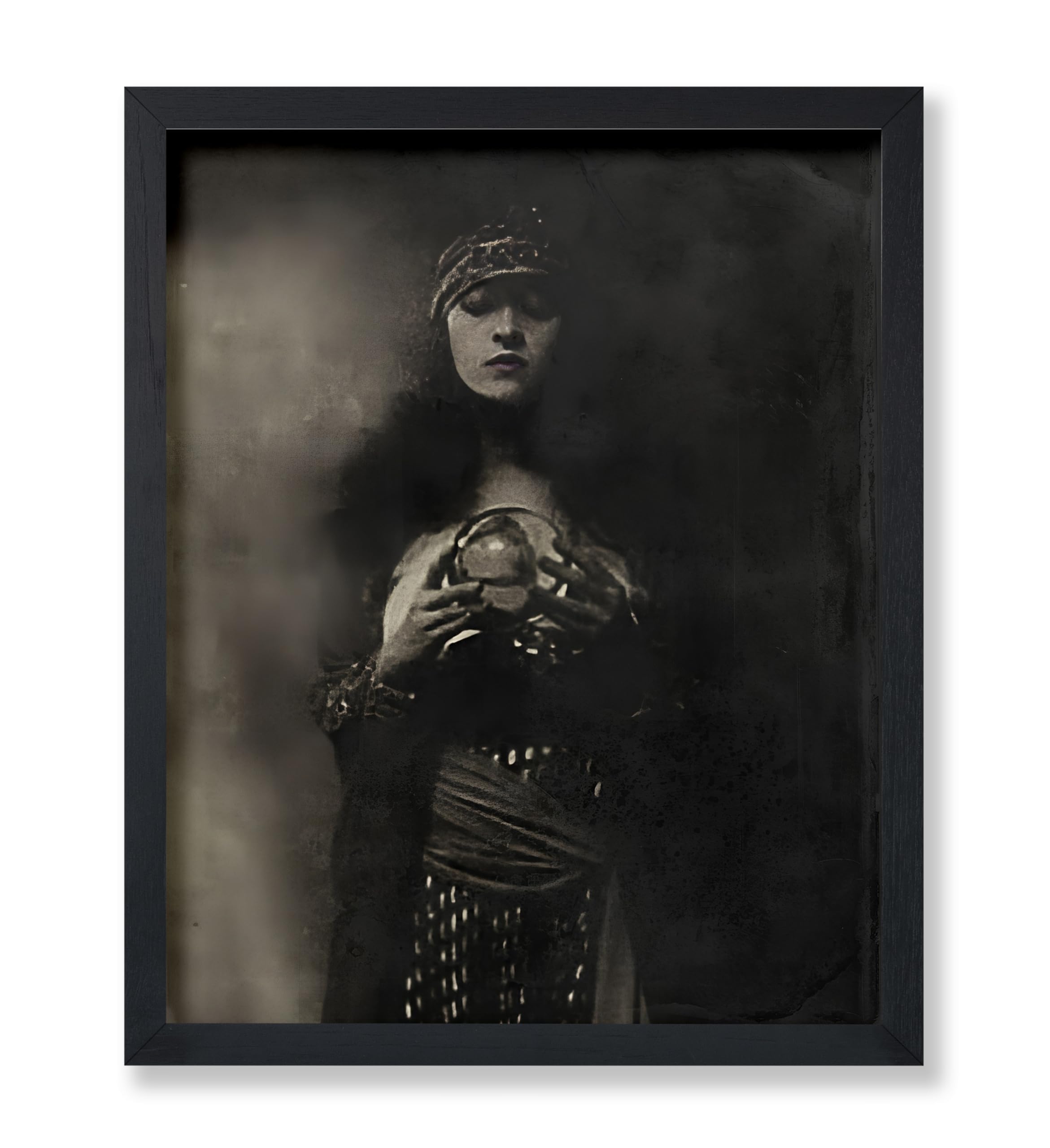 Poster Master Vintage Fortune Teller Poster - Retro Gypsy Woman Print - Crystal Ball Art - Halloween Art - Gift for Him & Her - Gothic Decor for Living Room, Bedroom or Dorm - 8x10 UNFRAMED Wall Art