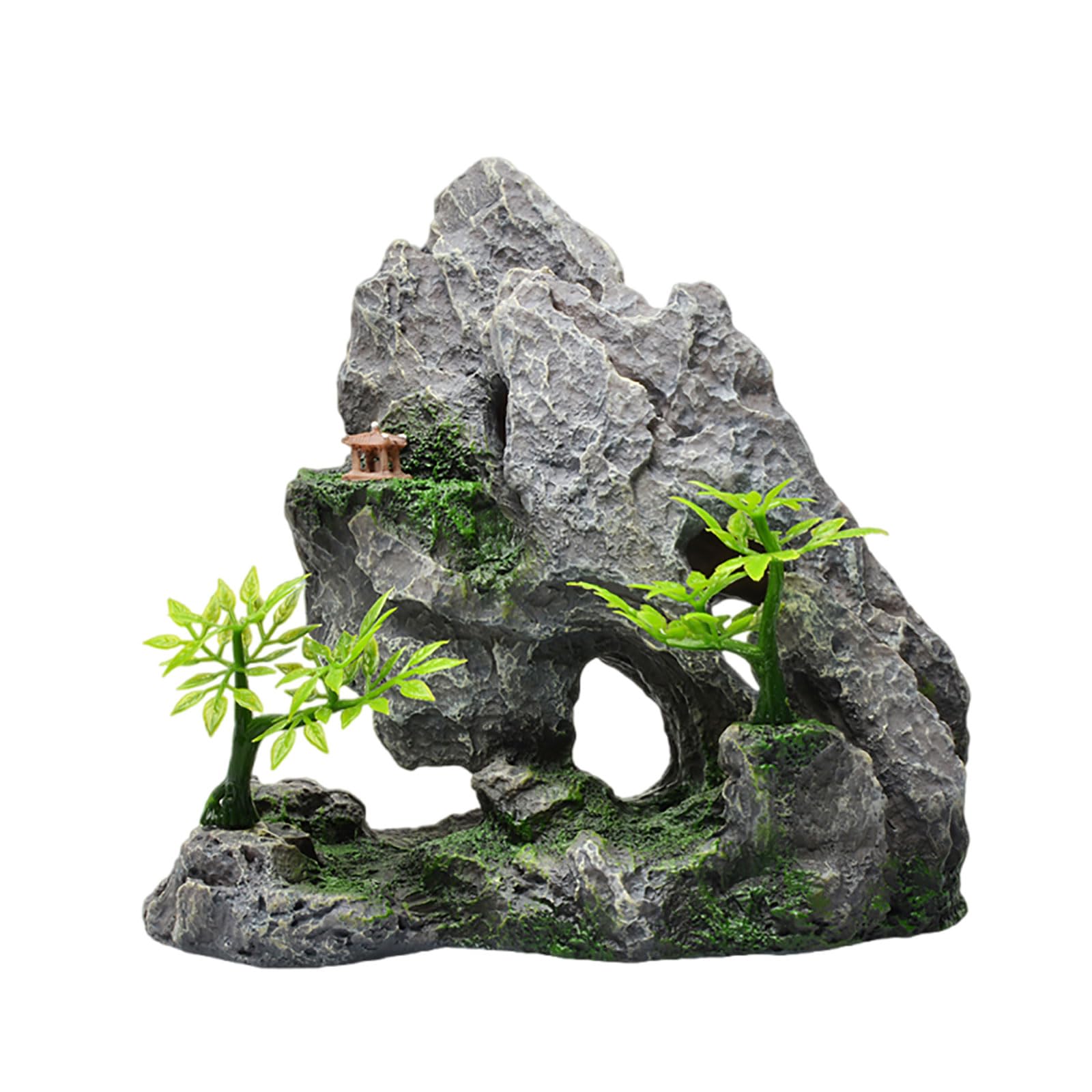 COYOUCO Aquarium Mountain View Moss Tree Rock Cave Fish Tank Ornament Landscape Aquarium Decoration Bonsai Tree Plant Fish Tank Decorations,A