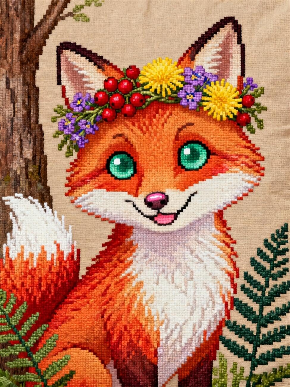 AMBATTERY Latch Hook Kits Carpet Cartoon Fox 55x75cm