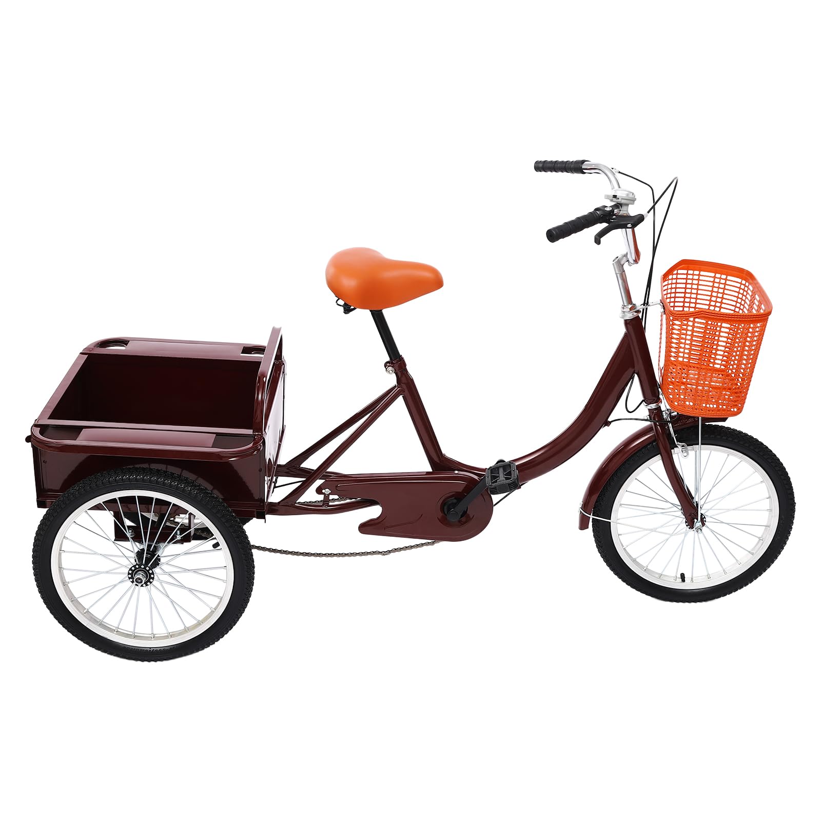 17 Zoll Dreirad für Erwachsene, 3 Räder Fahrrad, Dreirad-Fahrrad, Cruise Bikes mit Einkaufskorb, Seniorenfahrrad für Reisen, Einkaufen, Hochkohlenstoffstahl und Aluminiumlegierung (Rot)