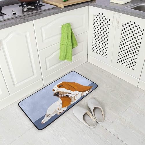 VIKKO Linda alfombra de cocina para perros de basset Hound 39.0 x 19.7 in antideslizante para el suelo de la alfombra para interior sala de estar