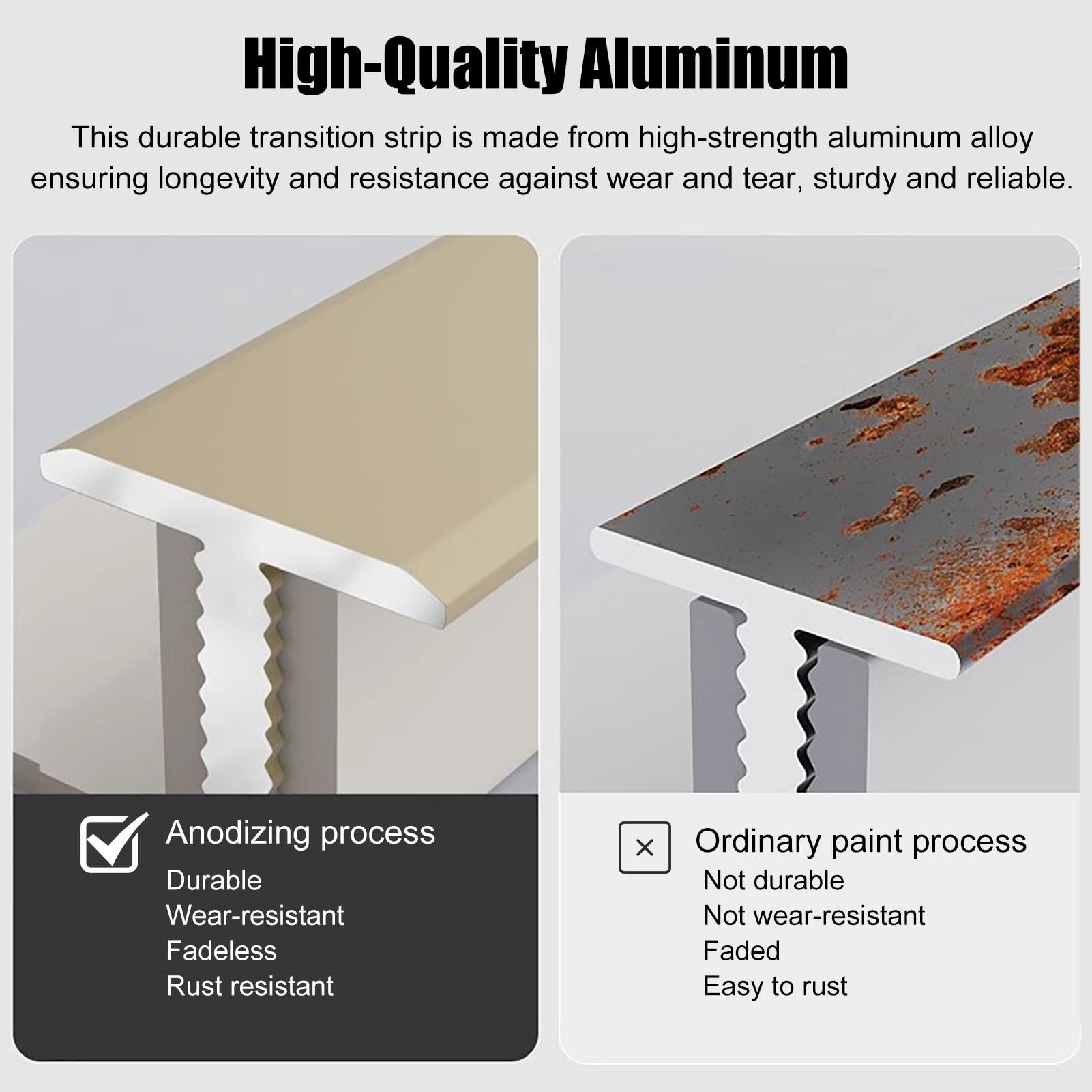 Bordi per pavimenti in marmo Coprigiunto piatto impermeabile a forma di T for bagno, for fessure tra pavimenti in laminato e vinile, 3 pezzi(Black,0.9m(35in) x3)