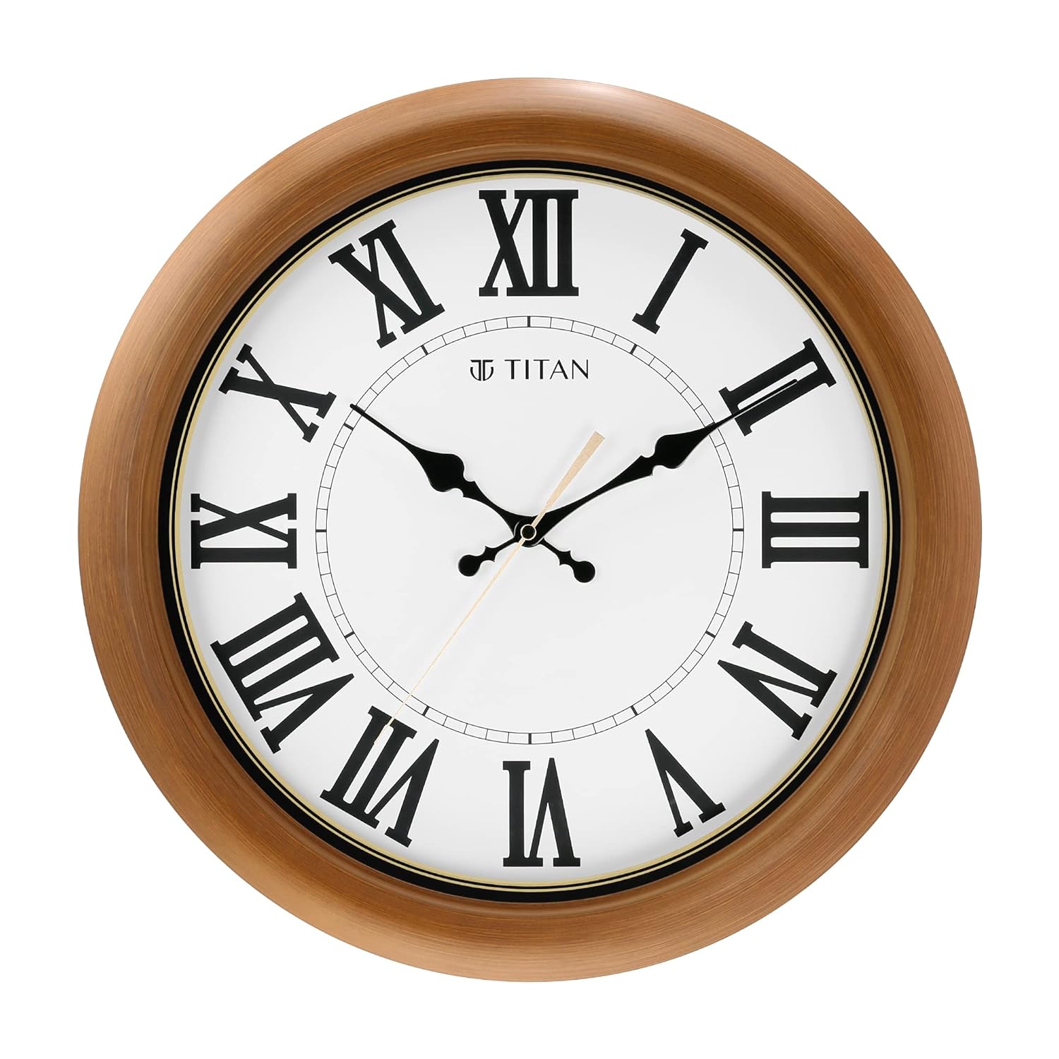 Titan Contemporary Brown Analog Wall Clock with Silent Sweep Technology