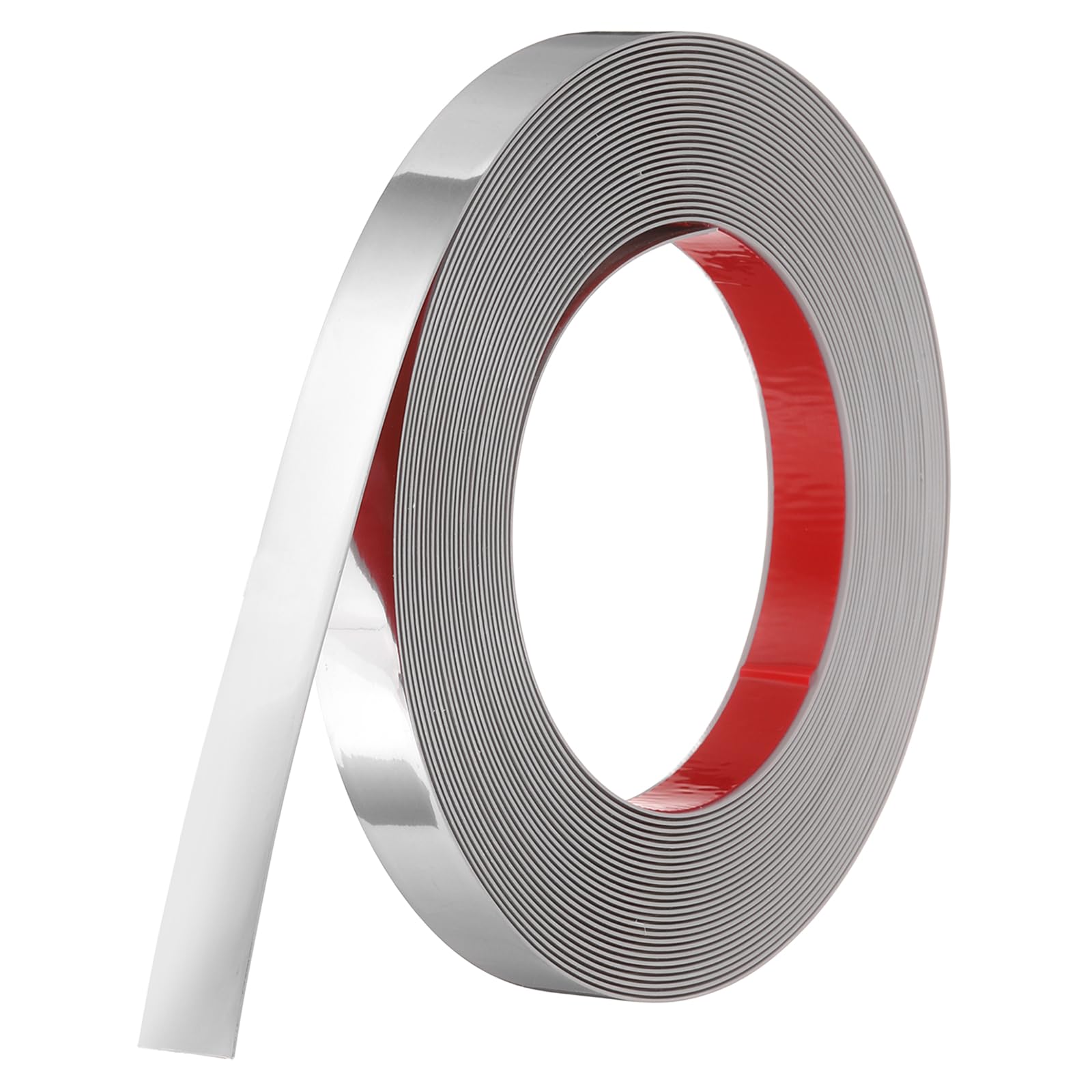 sourcing map Silver Peel and Stick Molding Trim, 0.8 Inch x 39.4 ft Self-Adhesive Mirror Tape, Flexible PVC Border Strip for Wall Decoration Tile Edge Ceiling Floor Frame Furniture Decoration
