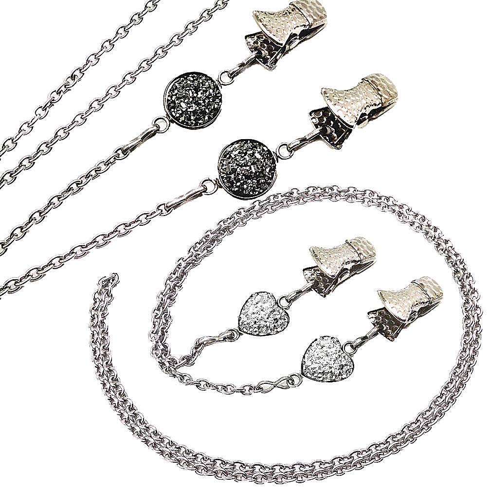 Brilliant Gravel Glasses Chains For Women Eyeglasses Strap Clip Heart Sunglasses Holder Lanyard Necklace Set of 2