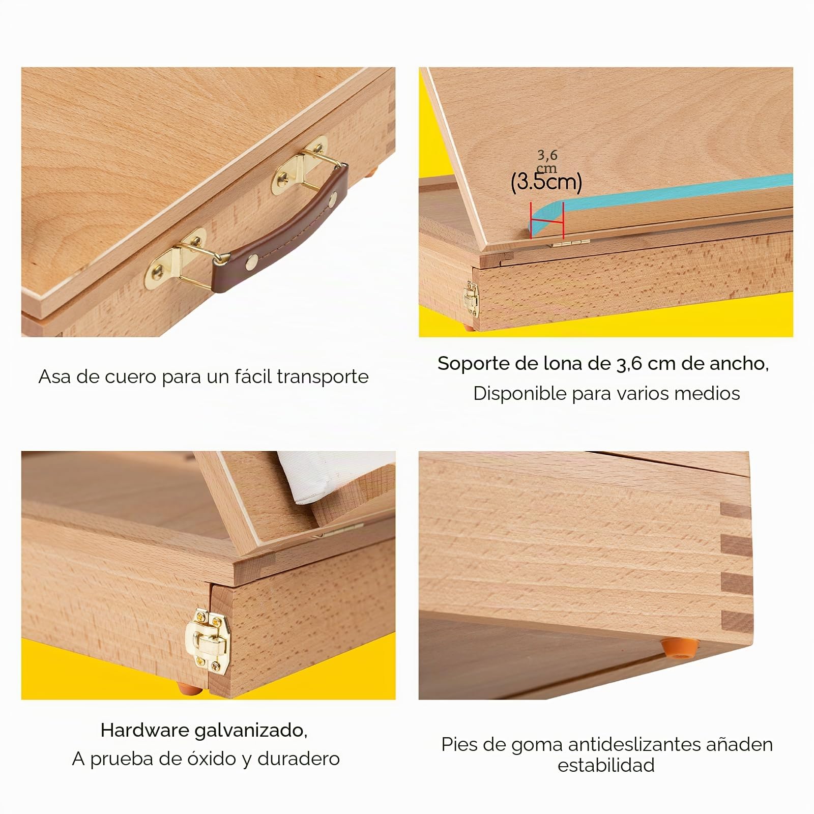 MEEDEN - Caballete de madera de haya ajustable y portátil con caja de almacenamiento y paleta para dibujar, dibujar y pintar
