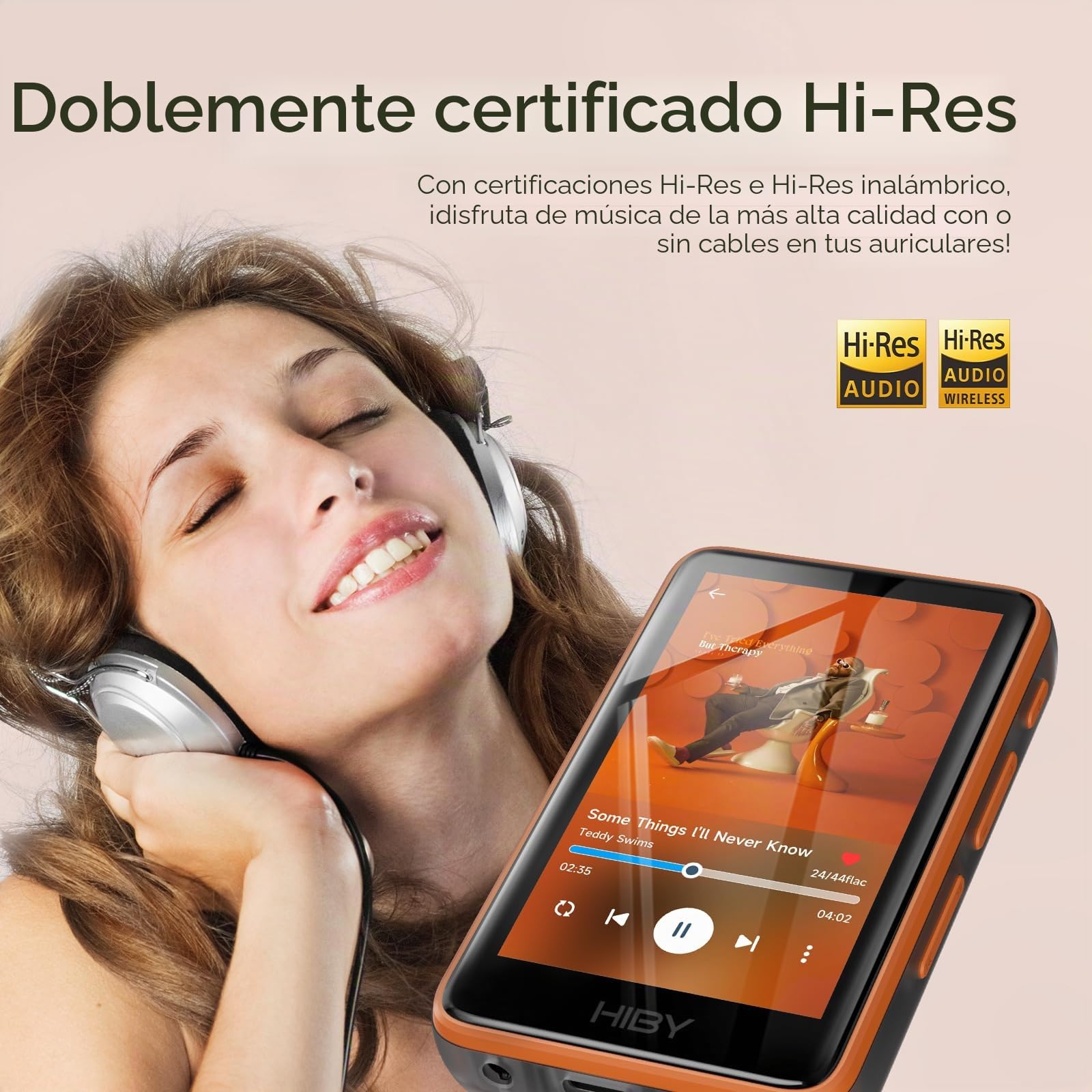HiBy Reproductor de MP3 HiFi R1 con Bluetooth 5.1 Tidal Qobuz DSD 256 Reproductor de música nativo sin pérdidas con pantalla táctil/certificado de audio de alta resolución/sintonización MSEB/memoria