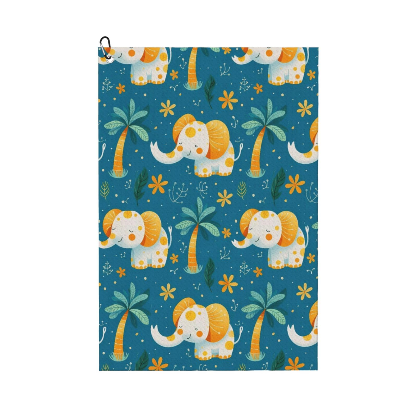 Oudrspo Adorable Elephant and Palm Tree Multi-Functional Golf Towel | Absorbent Quick Drying 16x24in