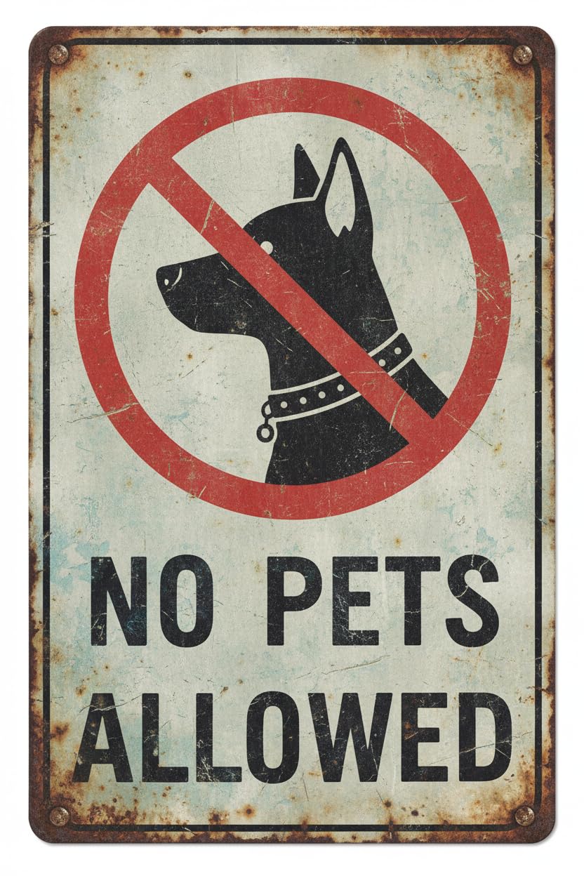 Wall Decor No Pets Allowed - School Sign Metal Sign 8x12Inch Clear Signage For S, Fences Vintage Signs Aluminum Plates Printed