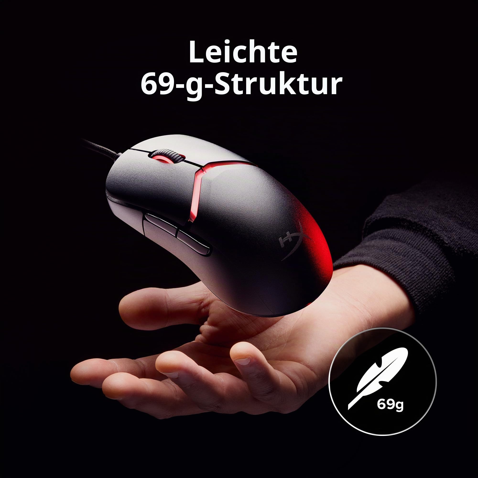 HyperX Pulsefire Saga Gaming Maus – Modulare Gaming-Maus, bis zu 26.000 DPI, 8K Polling Rate, HyperX Optical Switches, RGB-Beleuchtung, Leichtgewicht 69g, kompatibel mit PC, PS5 & Xbox, Schwarz