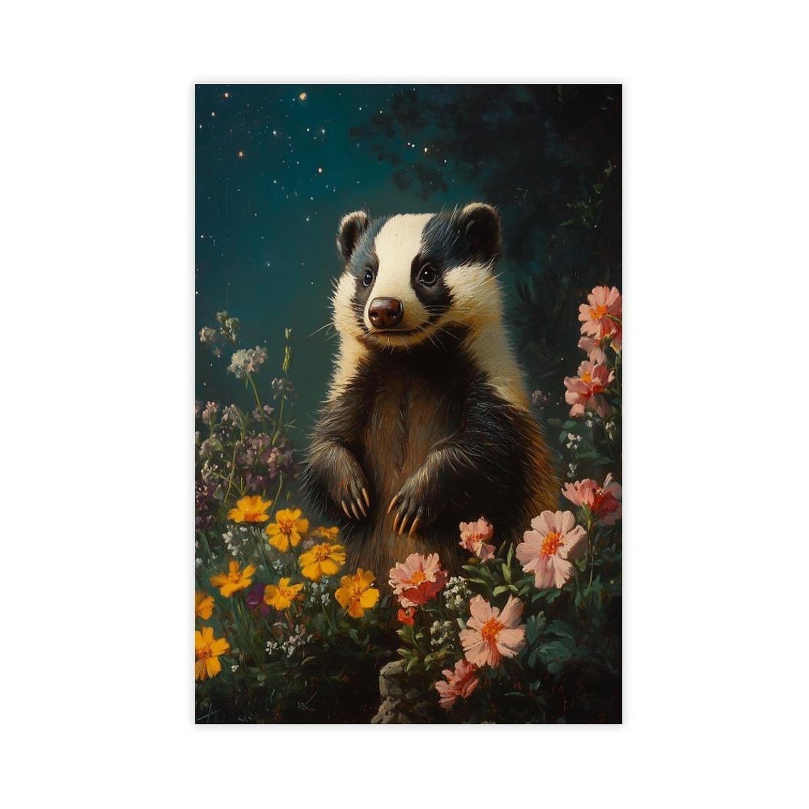 Bareronor Red Whimsical Badger Canvas Poster Bedroom Decor Landscape Office Room Decor Gift 20" L X 30" W