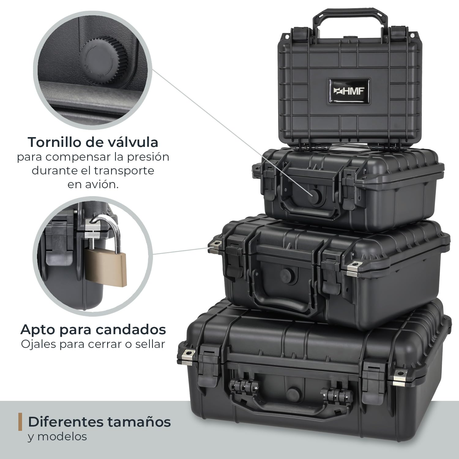HMF Maletín Fotográfico Exterior, Estuche de Transporte con Espuma Troquelada | 34 x 29,5 x 15,5 cm