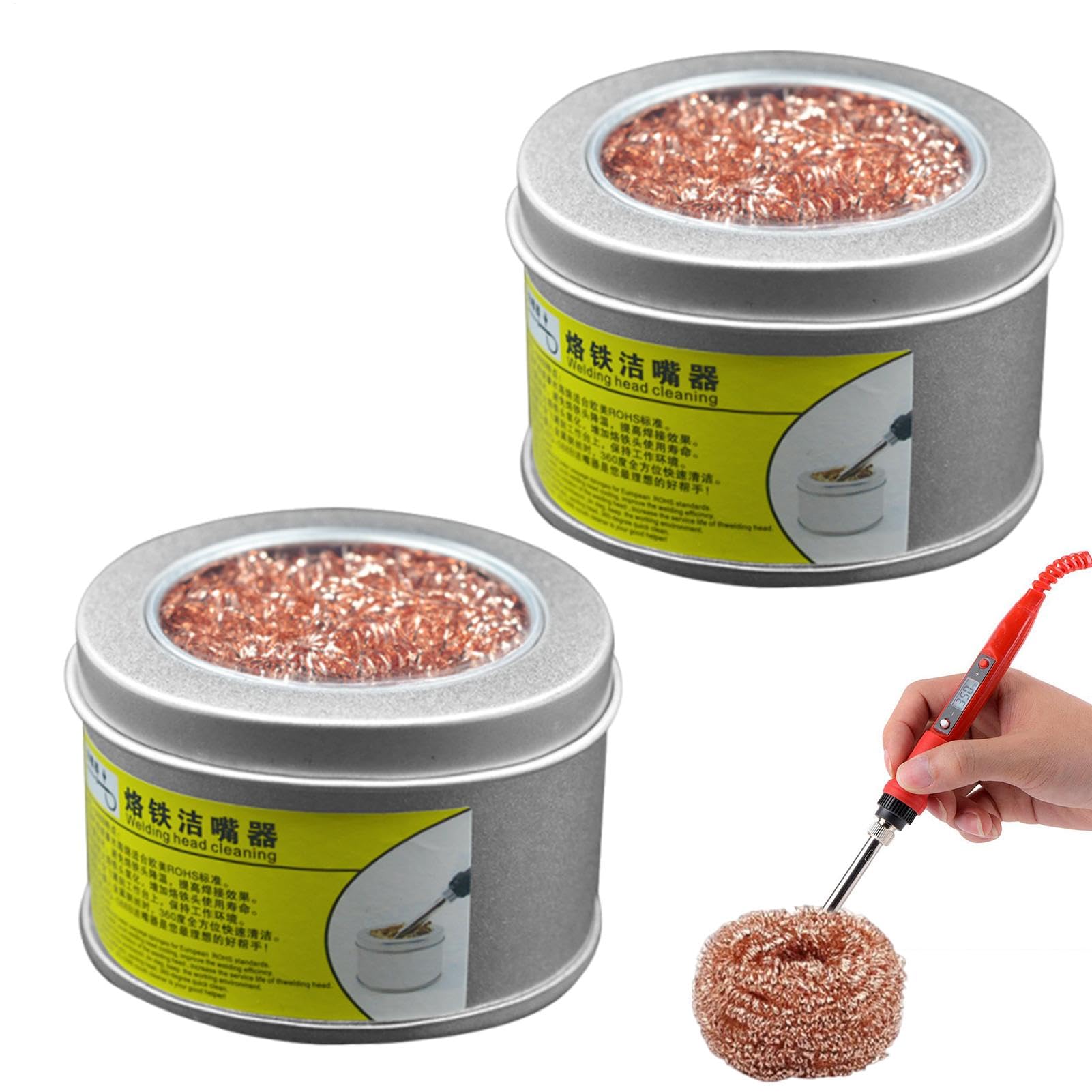 Solder Tip Cleaner Copper Wire Cleaning Ball – 2-Pack, Anti-Static, Waterless, Efficient Oxide Removal For Soldering Irons