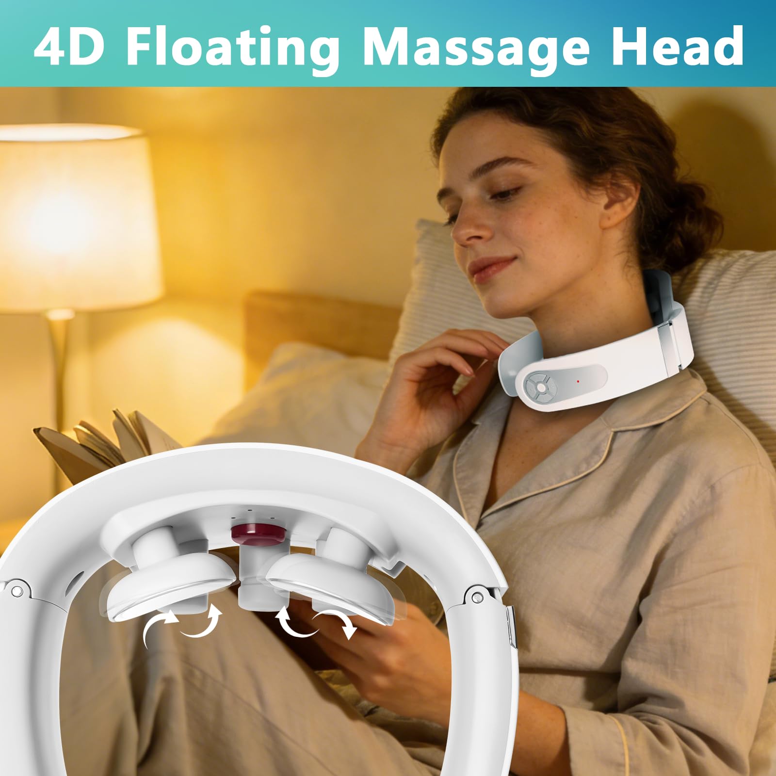 Masseur Cervical, 5 Modes 15 Intensités Masseur électrique à Impulsions Cervicales, Massage Cou Portable avec Thérapie Thermique à 42°C, Neuro Pulse Neck Massagers pour Les têtes de Relaxation